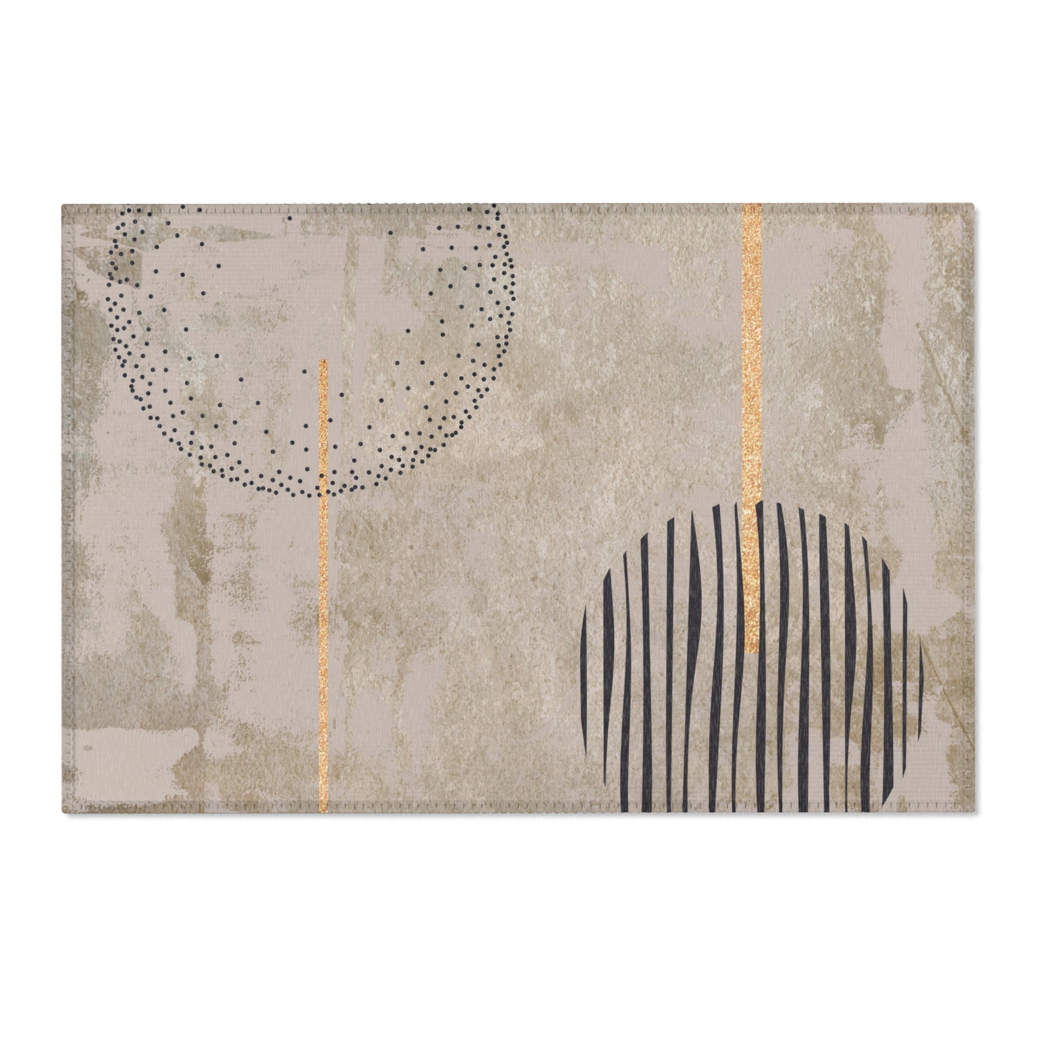 Abstract Minimalist Area Rug | Beige Black Geometric Rug