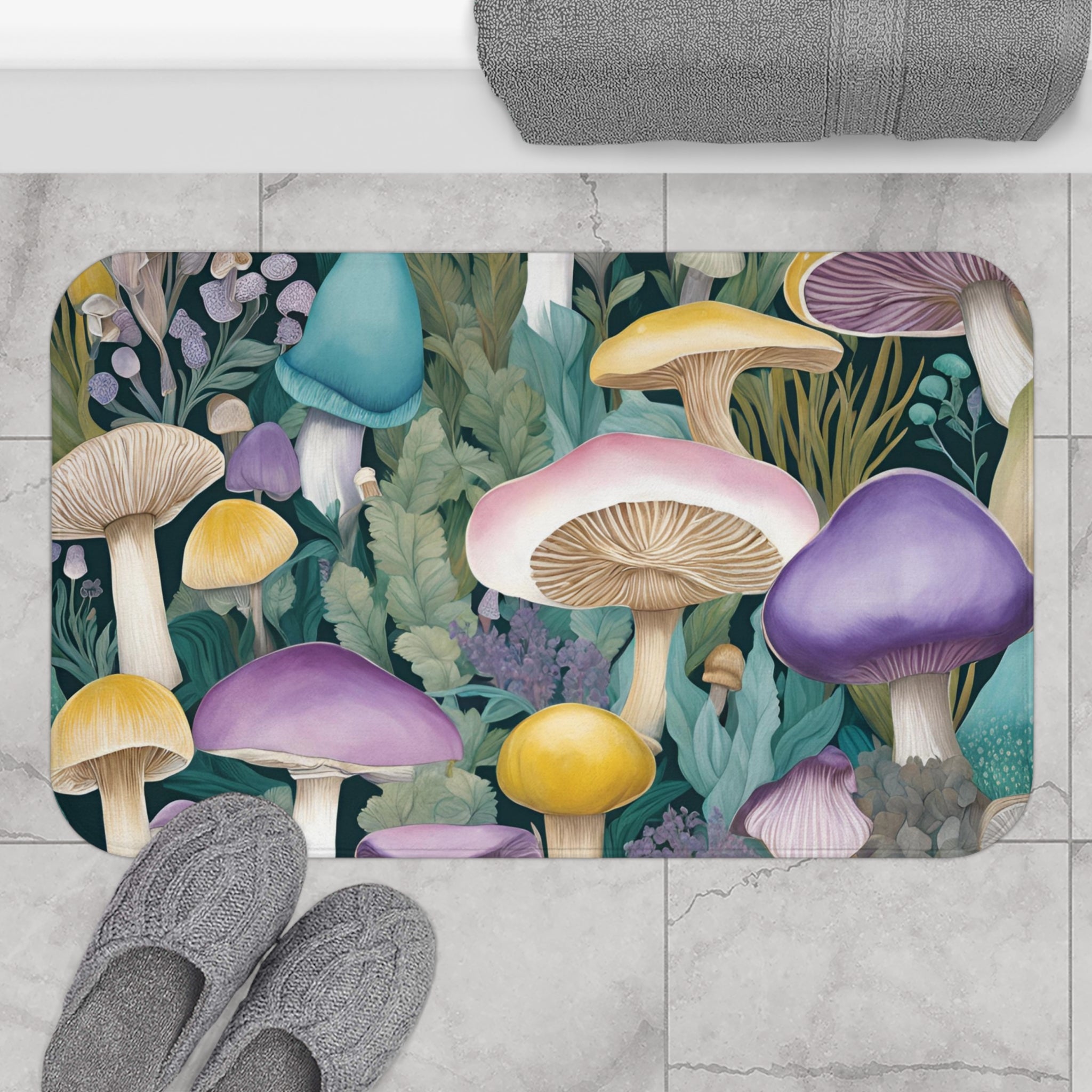 Mushrooms Bath Mat | Colorful Funky, Shabby Core