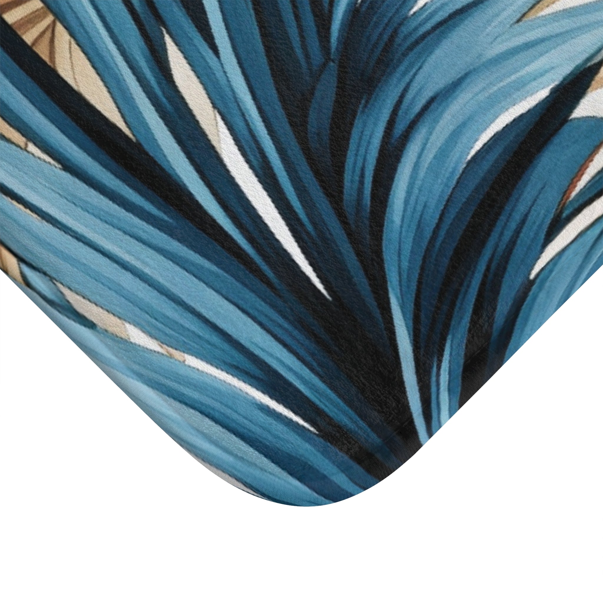 Jungle Leaves Bath Mat | Blue Beige Kitchen Mat