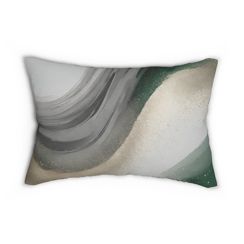 Abstract Lumbar Pillow | Grey Beige, Green