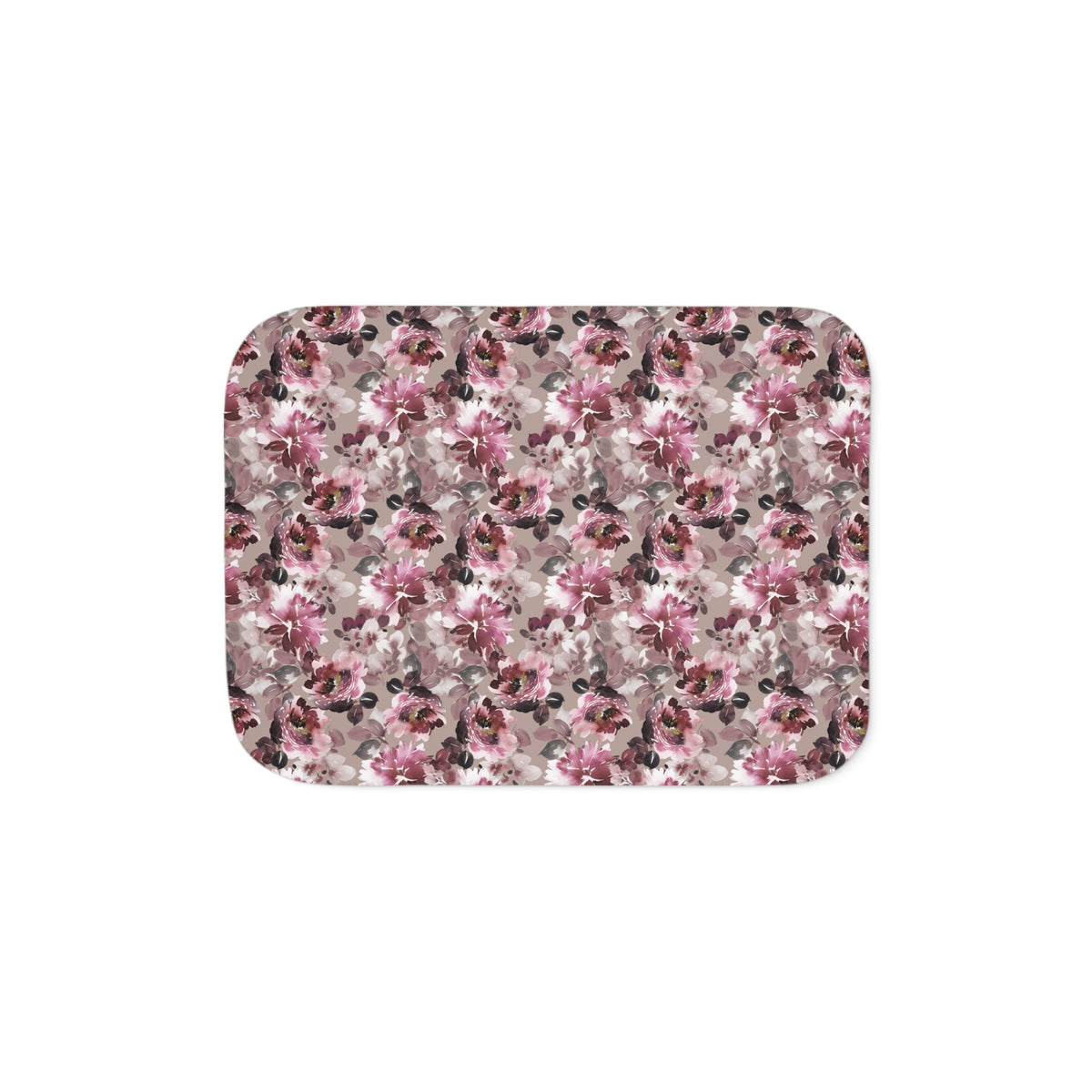Burgundy Pink Watercolor Peony Sherpa Blanket | Moody Floral Throw