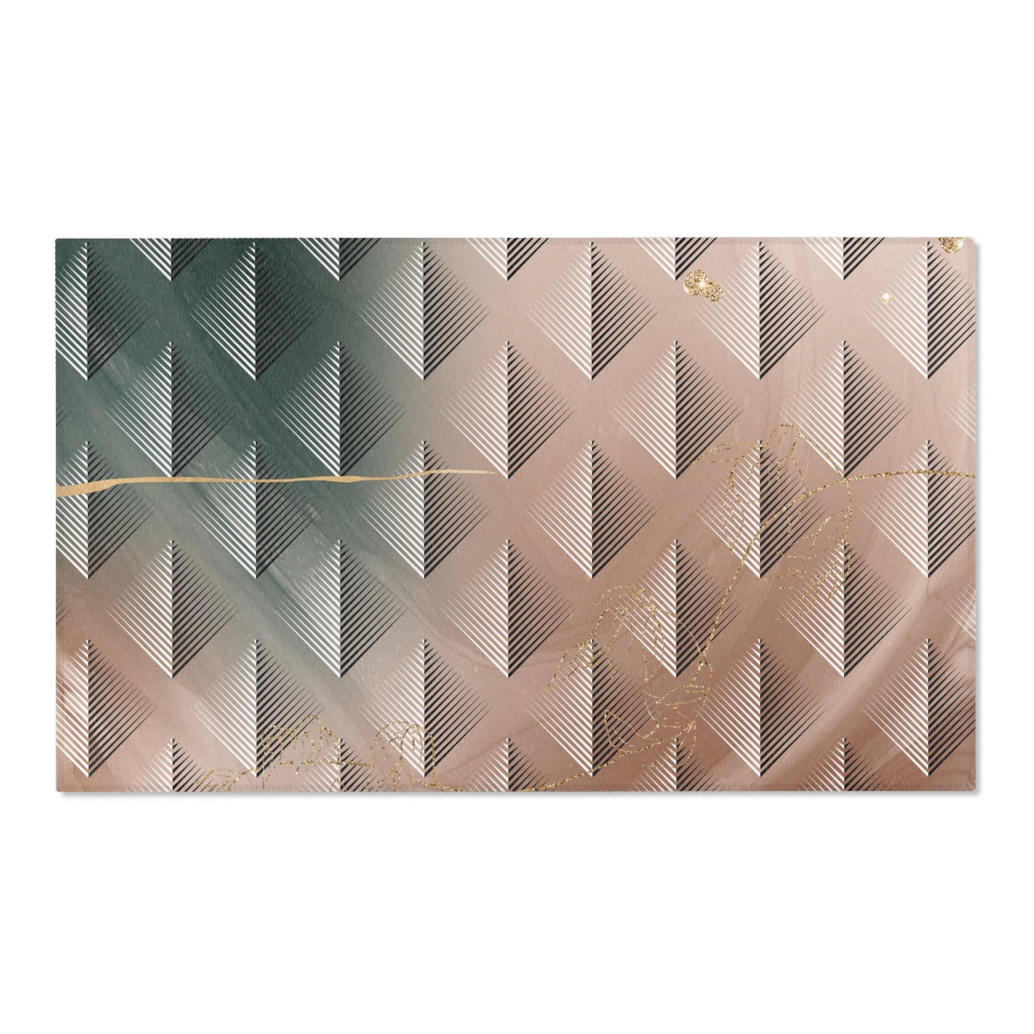 Abstract Colorful Area Rug | Geometric Tan, Green Rug