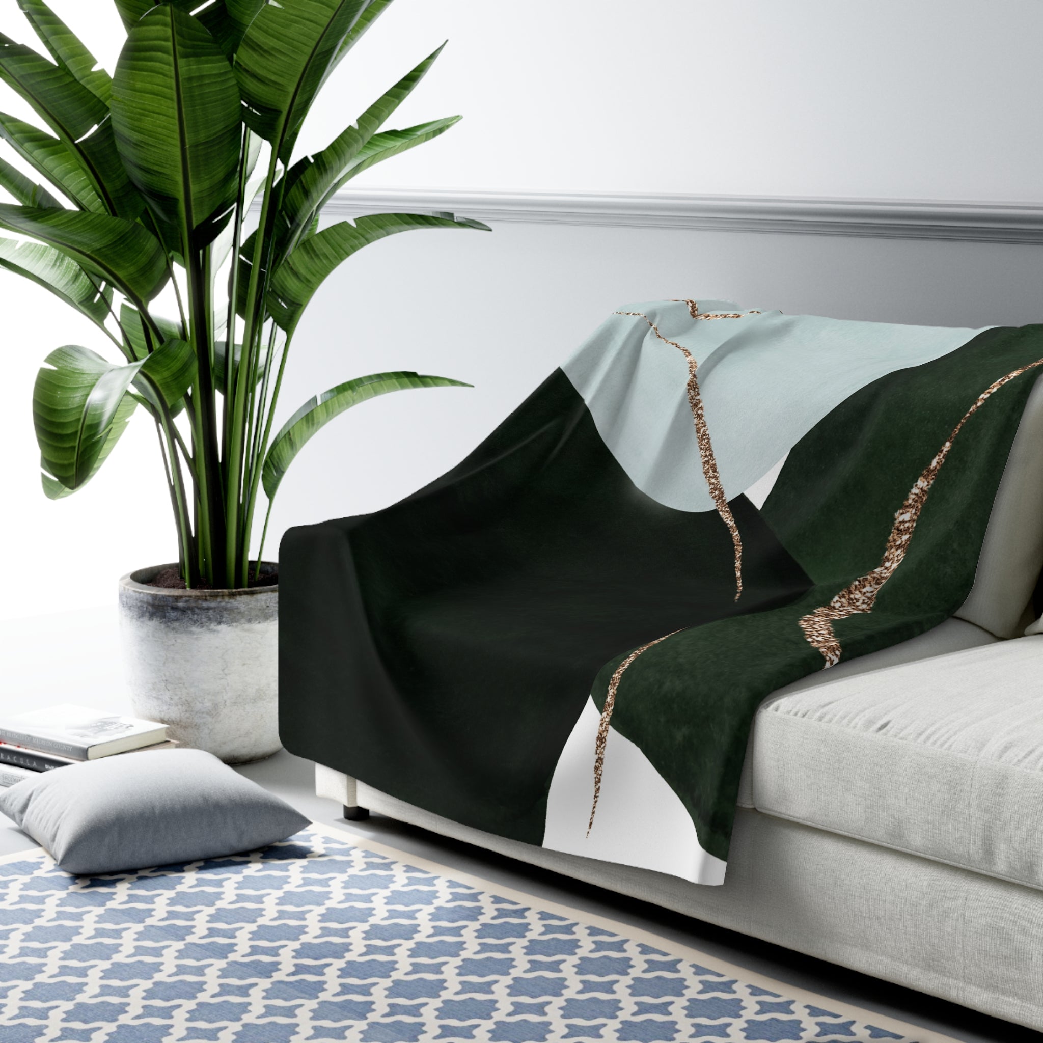 Comfy Blanket | Dark Green, Light Blue