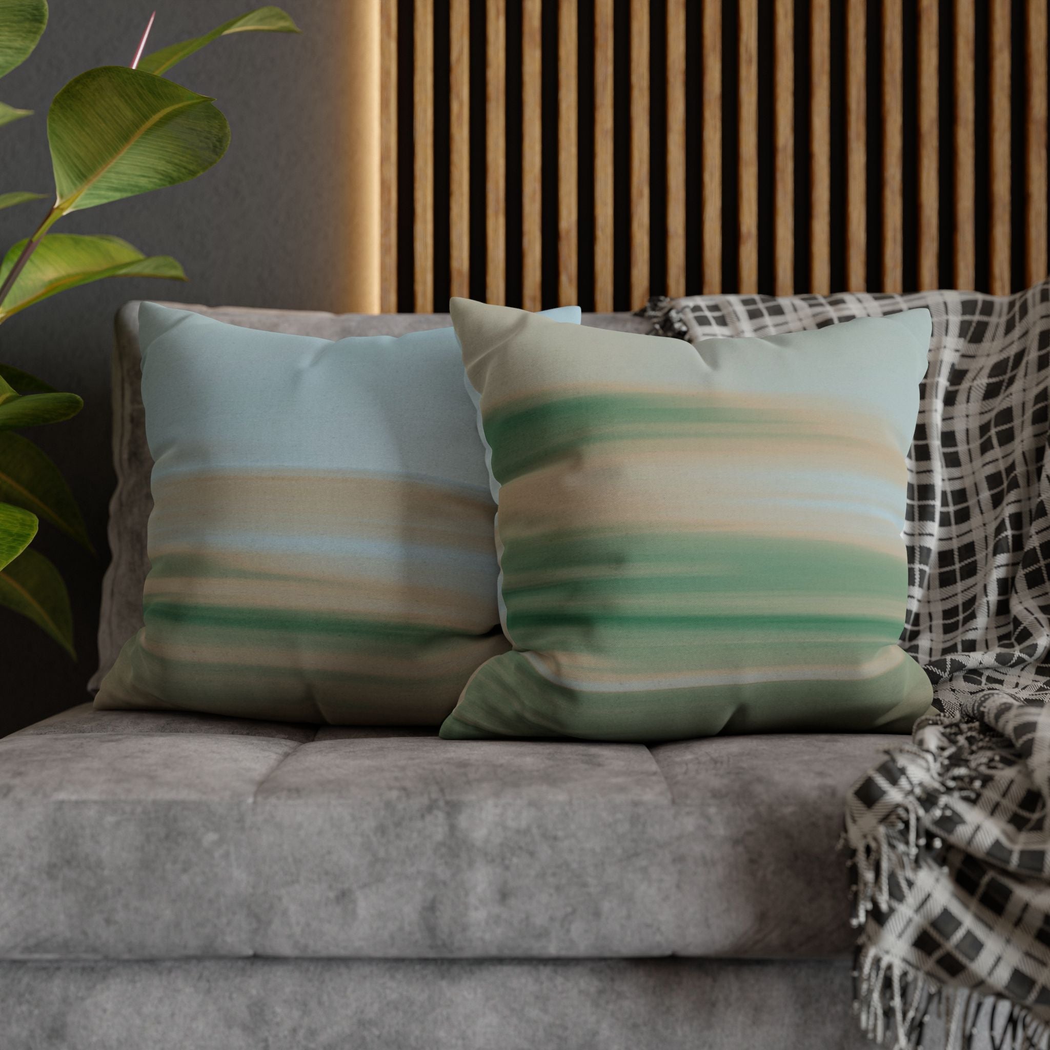 Abstract Throw Pillow Cover, Coastal Blue Green Modern Organic Decor Cushion