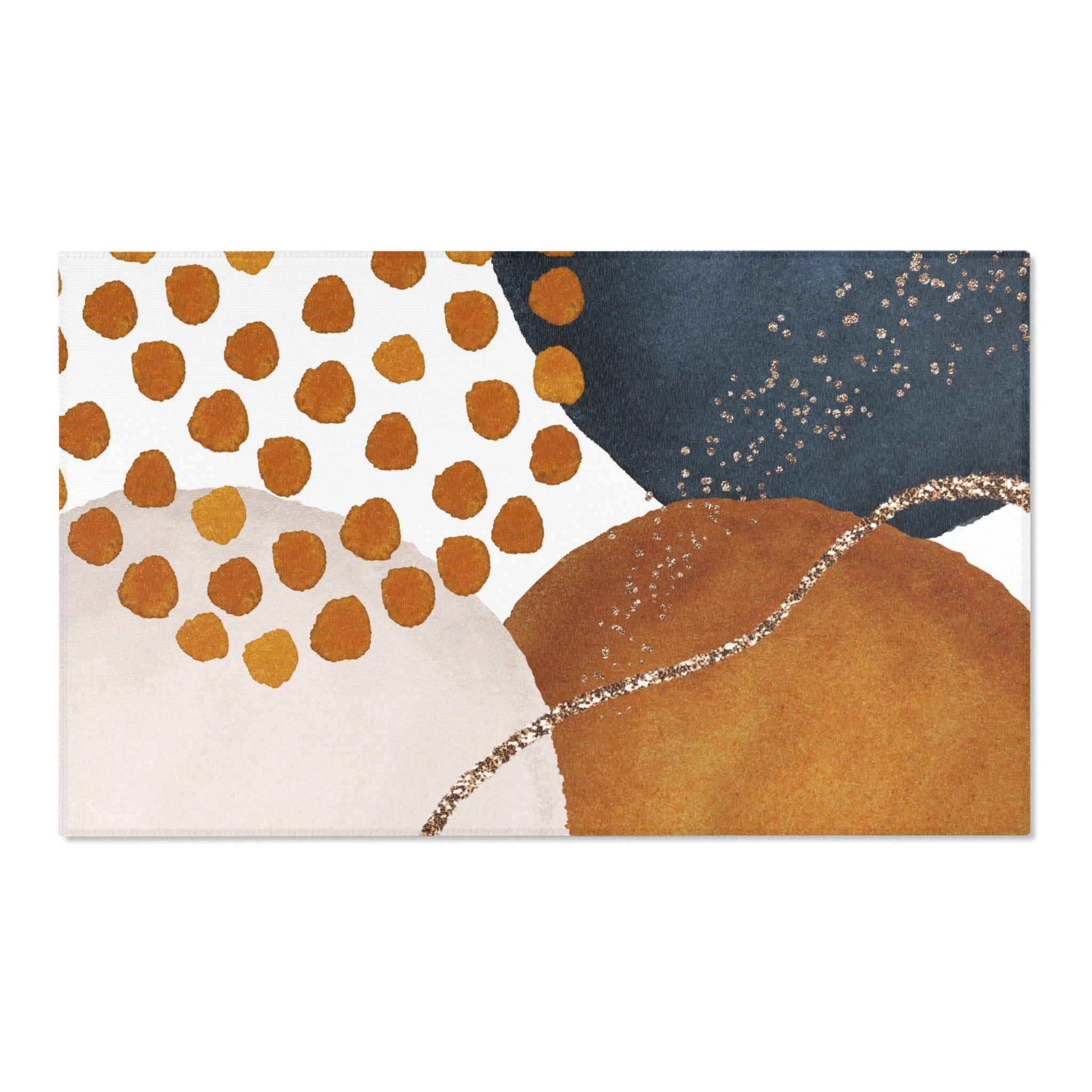 Abstract Large Area Rug | Modern Rug, Burnt Orange, Navy Beige