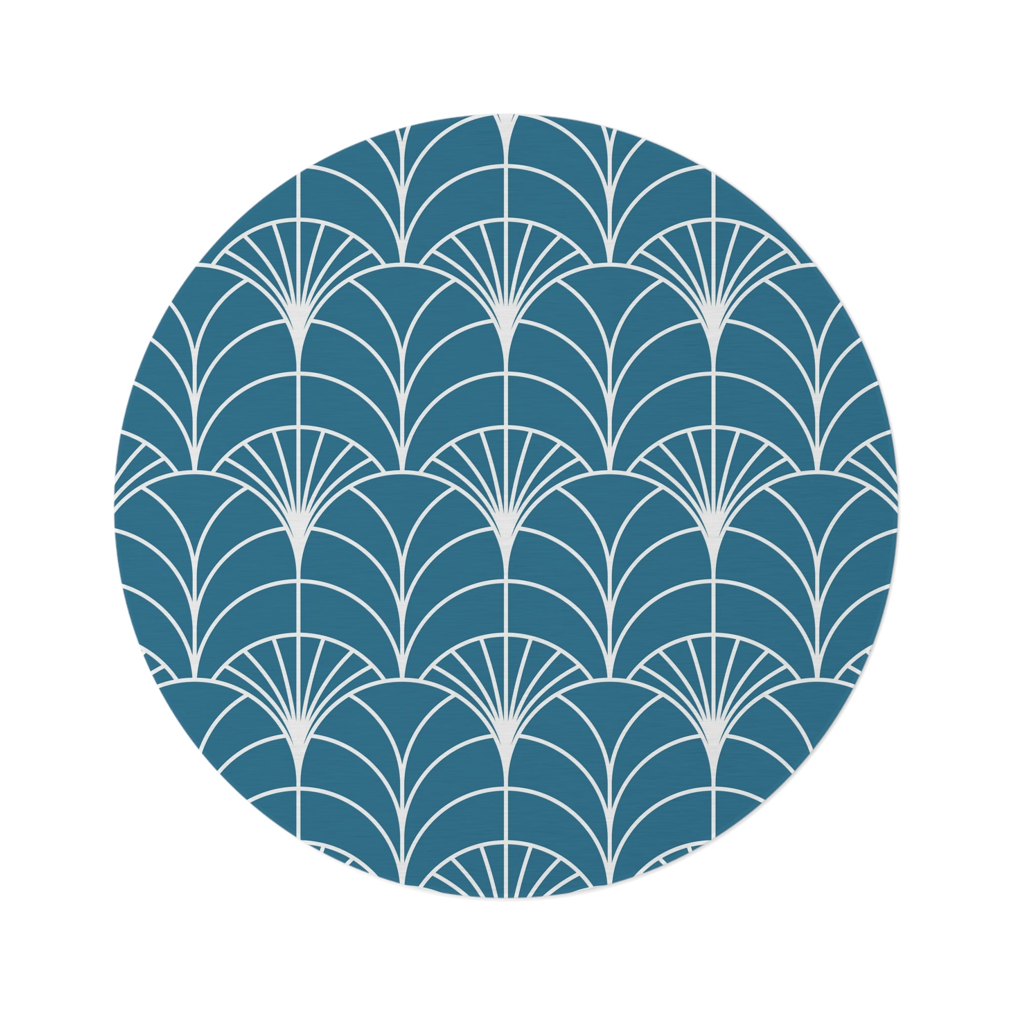 Round Area Rug | Art Deco, Blue White