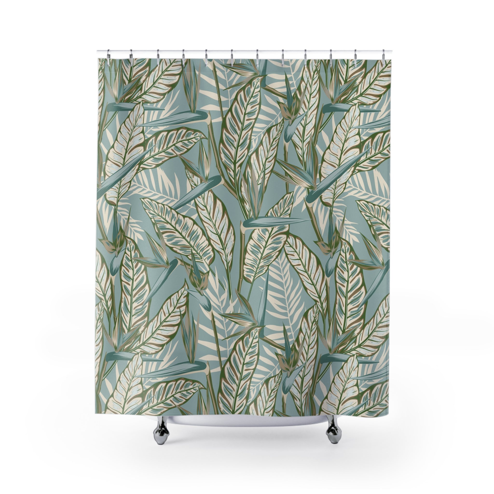 Floral Shower Curtain | Tropical Leaves Bathroom Decor