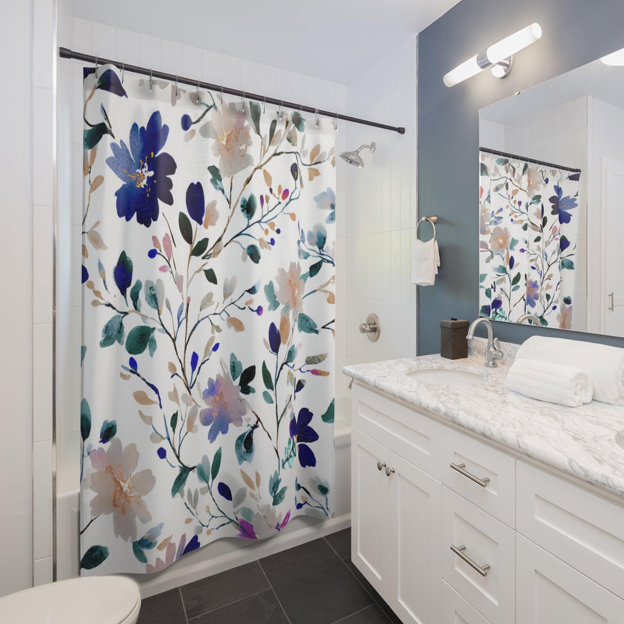 Boho Abstract Shower Curtain | Floral Watercolor