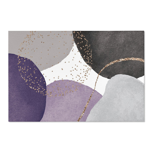 Abstract Boho Area Rug | Modern Black Lavender Purple, Grey Bathroom