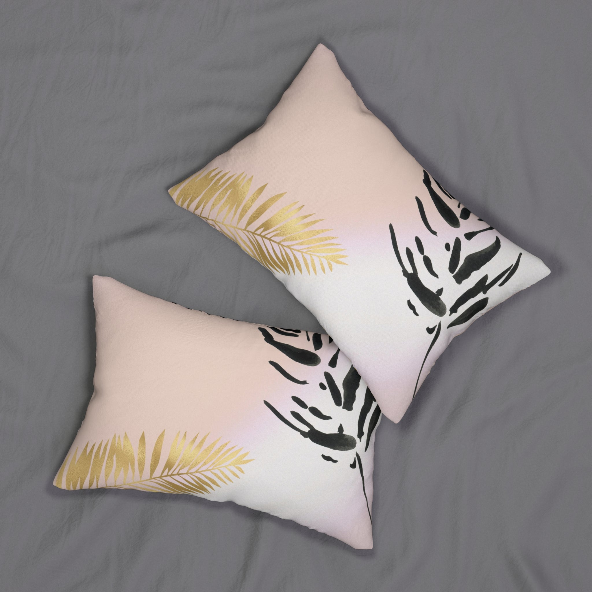 Floral Lumbar Pillow | Pastel White Lavender, Gold Black