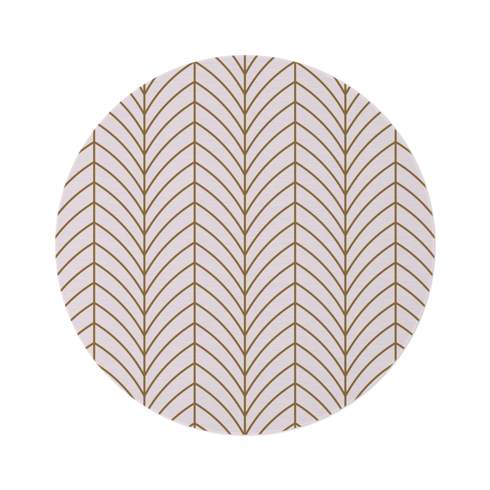 Geometric Round Area Rug | Art Deco Blush Pink, Beige