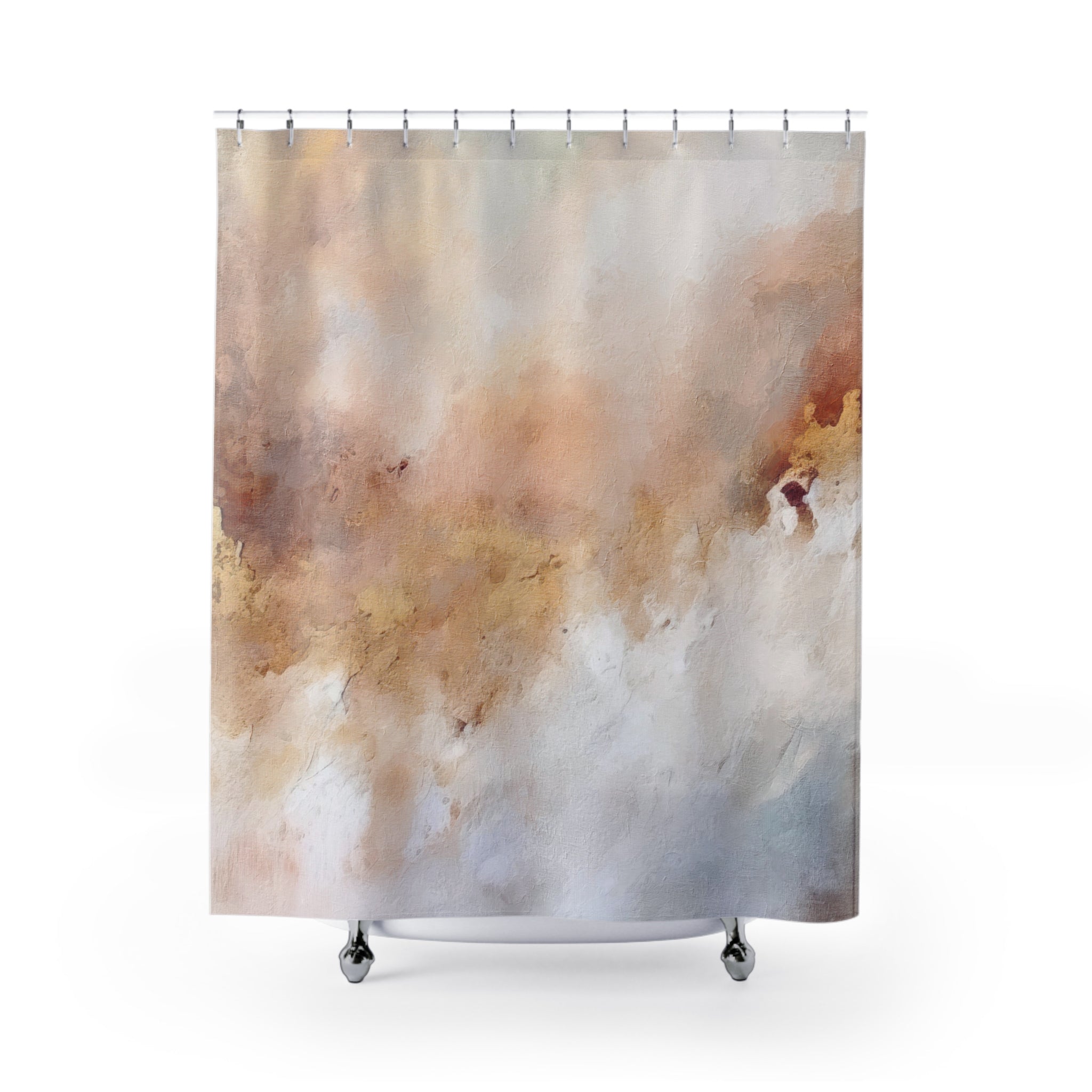 Boho Abstract Shower Curtain | Blush Beige, Rust