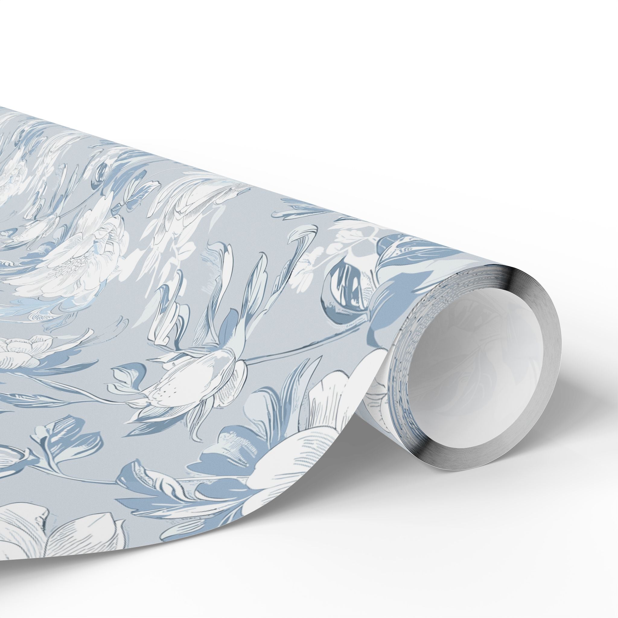 Floral Wrapping Papers, Light Blue Botanical Gift Wrapping for the Holidays, Birthdays