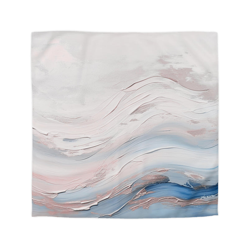Abstract Duvet Cover | White Blue Waves Bedding Blanket Cover