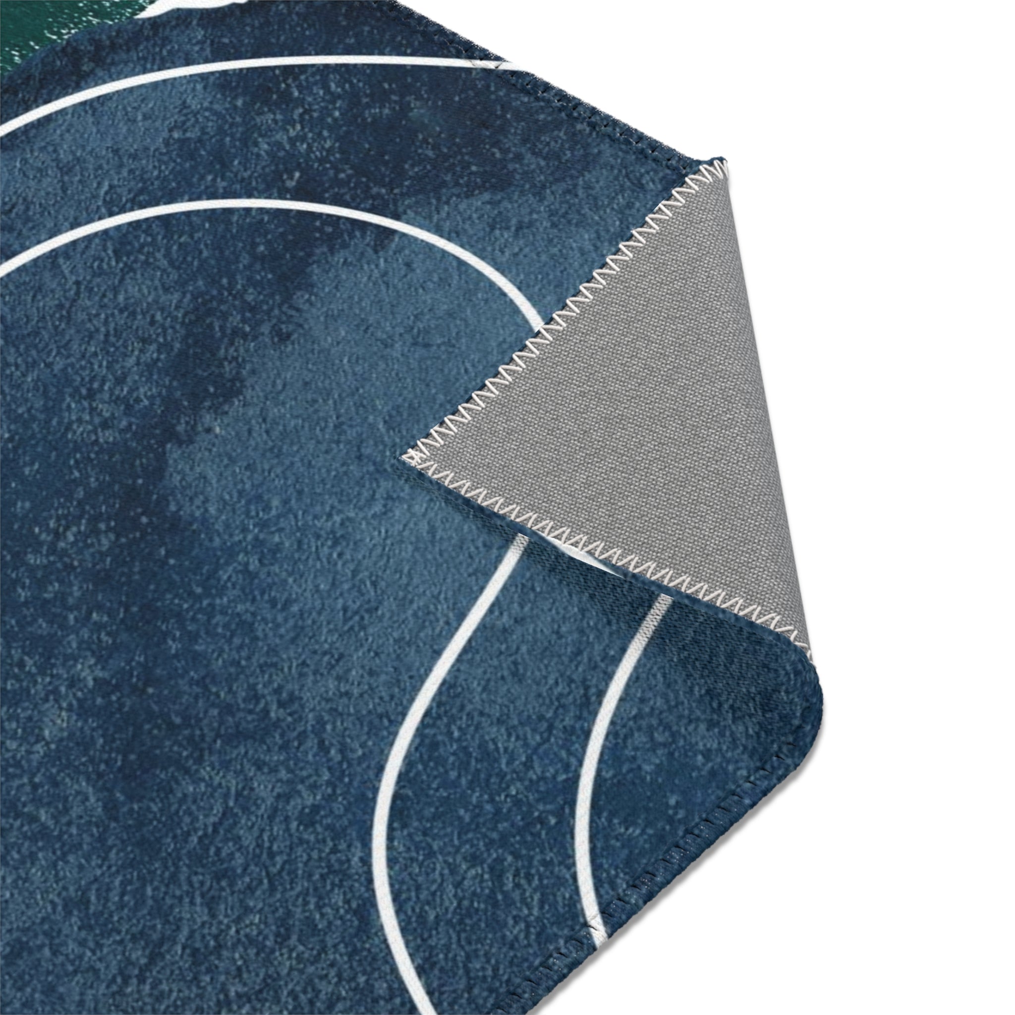 Abstract Boho Area Rug | Emerald Green, Navy Blue White