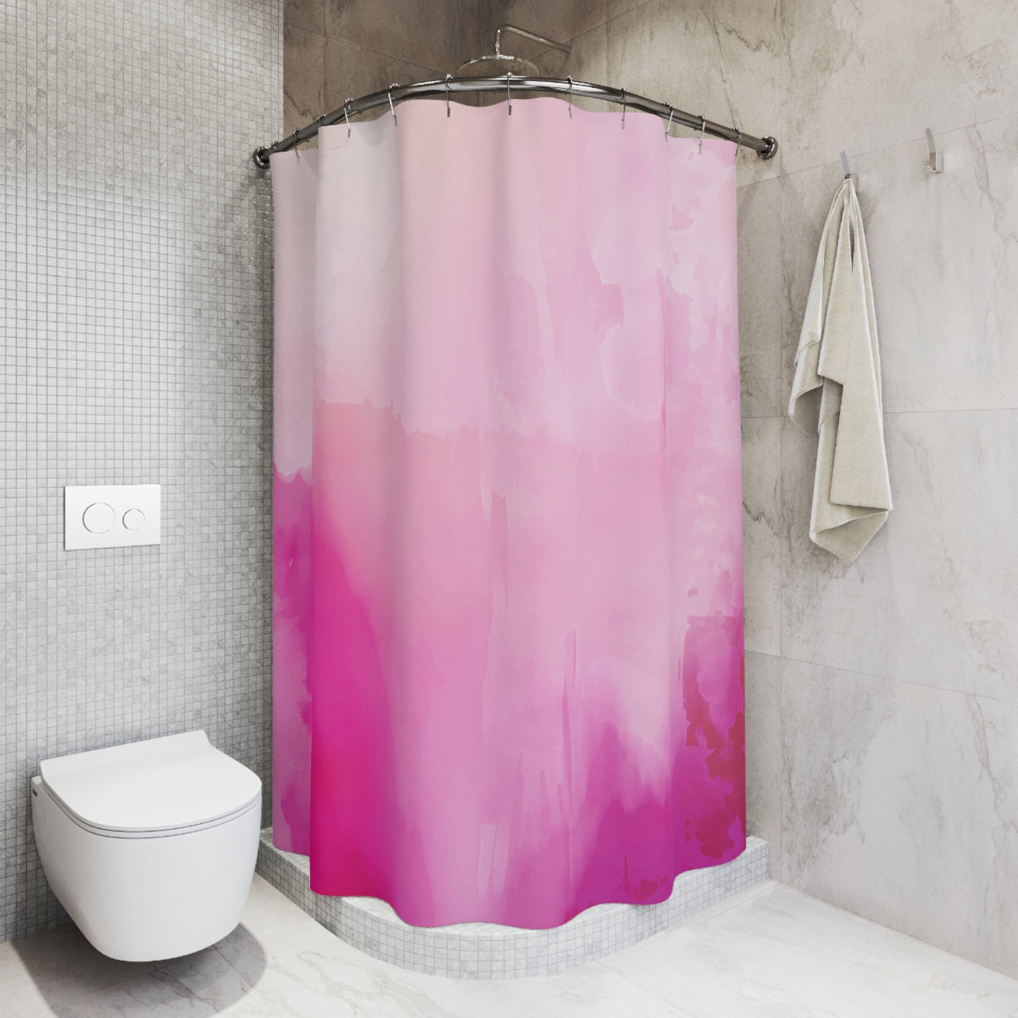 Abstract Shower Curtain | Bright, Blush Pink Ombre