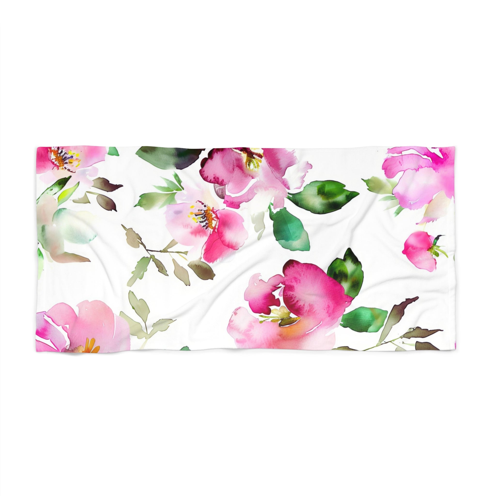 Bath Towel | Floral Pink, White Green