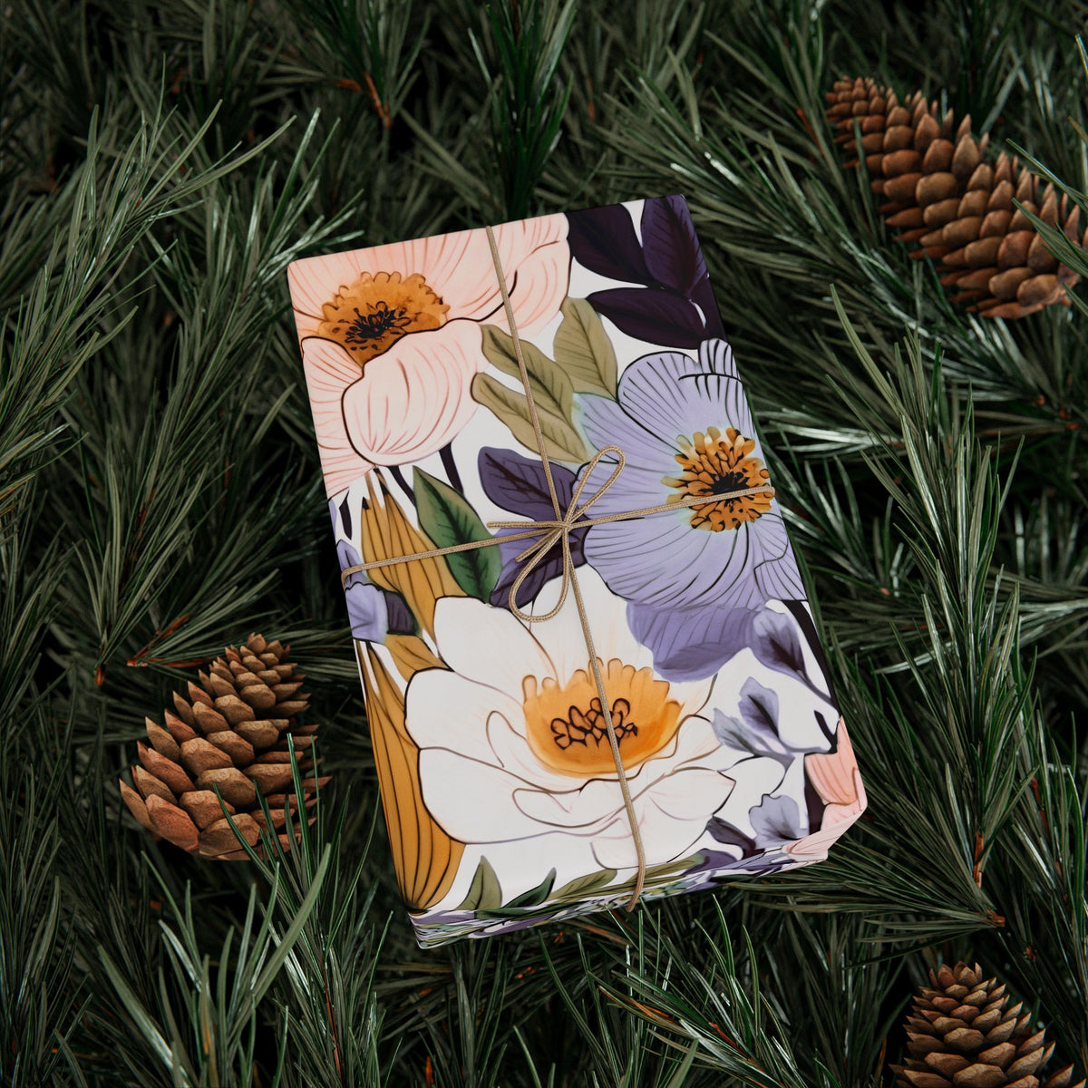 Lilac Peach Garden Blossom Wrapping Paper, Floral Gift Wrap
