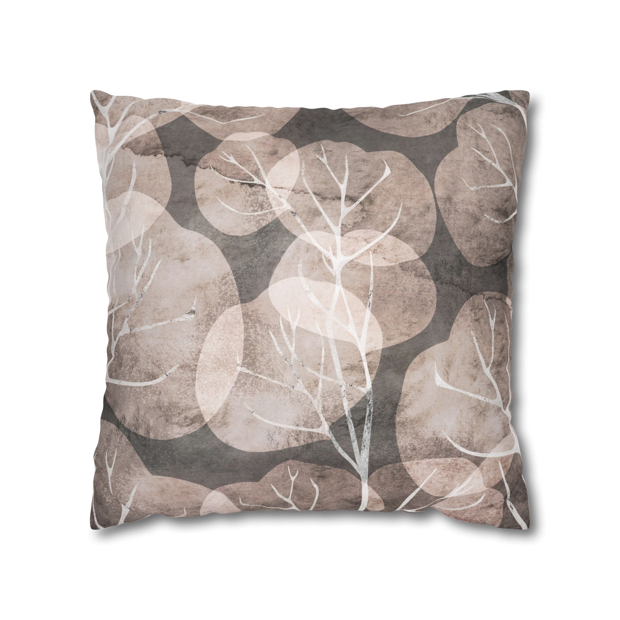 Floral Pillow Cover | Beige Brown Gingko Leaves