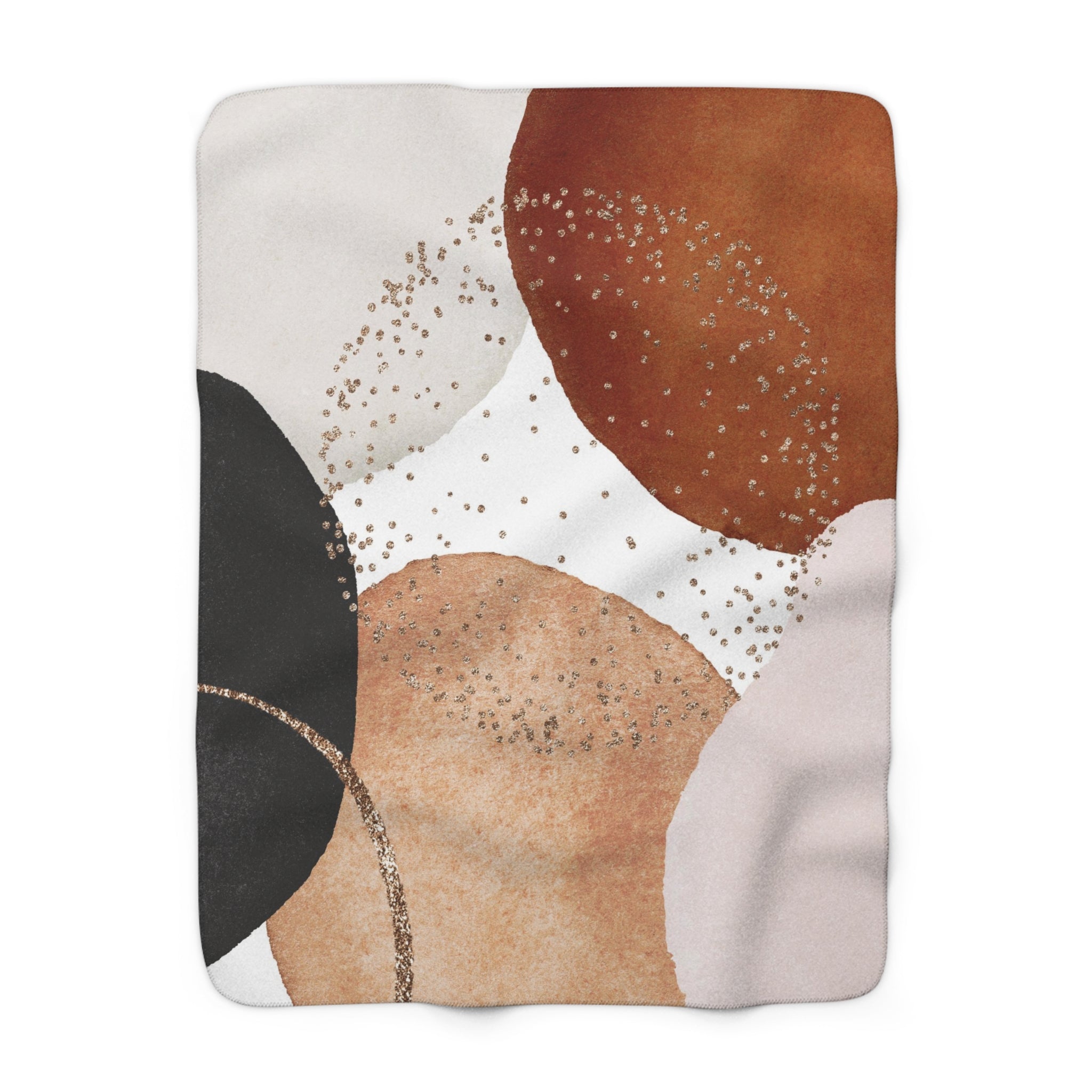 Abstract Boho Couch, Fleece Throw Blanket | Modern Rust Beige, Grey Black