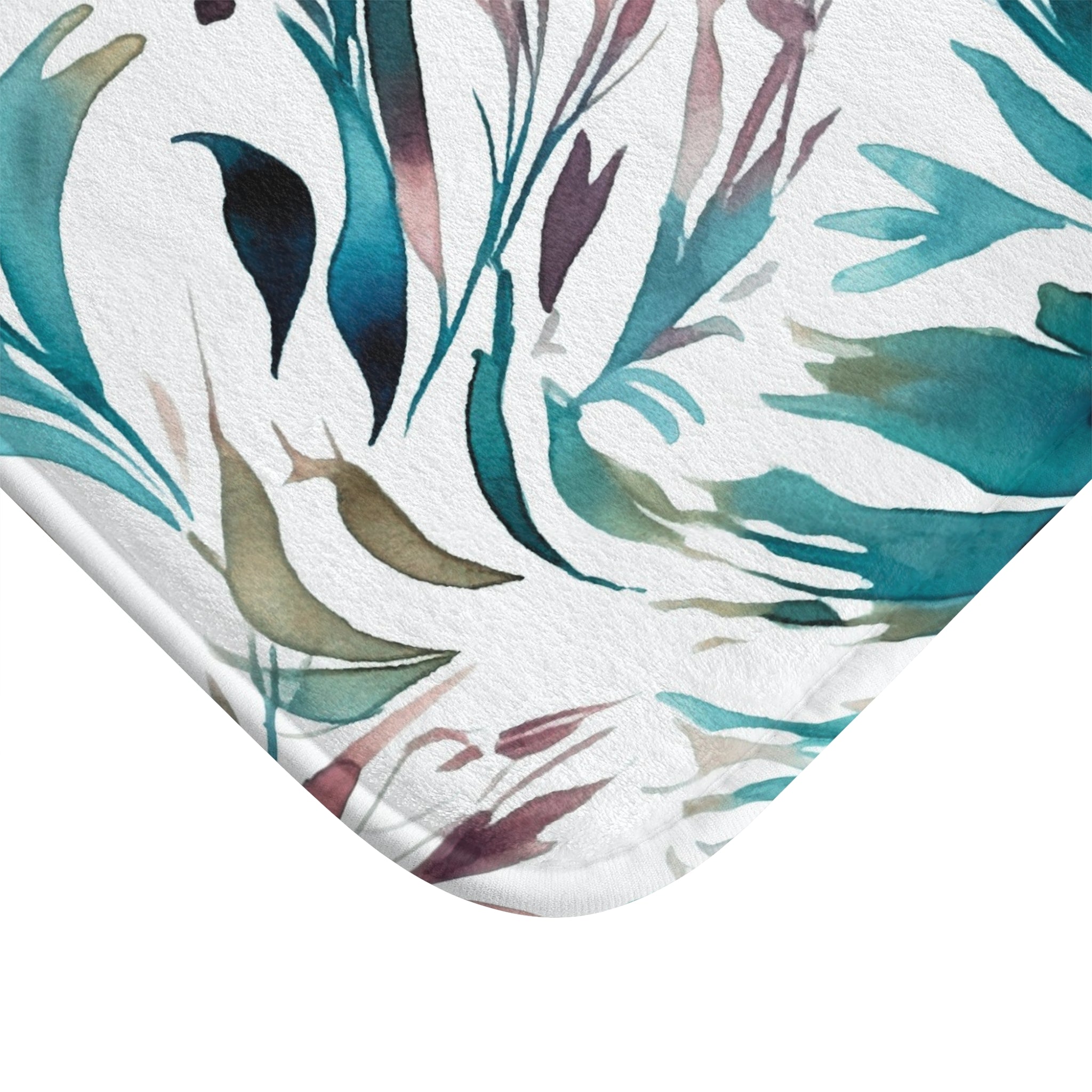 Abstract Bath, Kitchen Mat | Teal Green, White Colorful