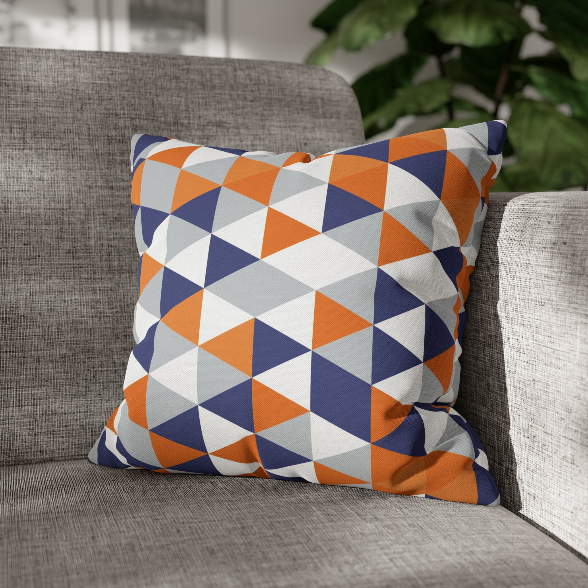 Abstract Pillow Cover | Orange Blue White Gray Geometric