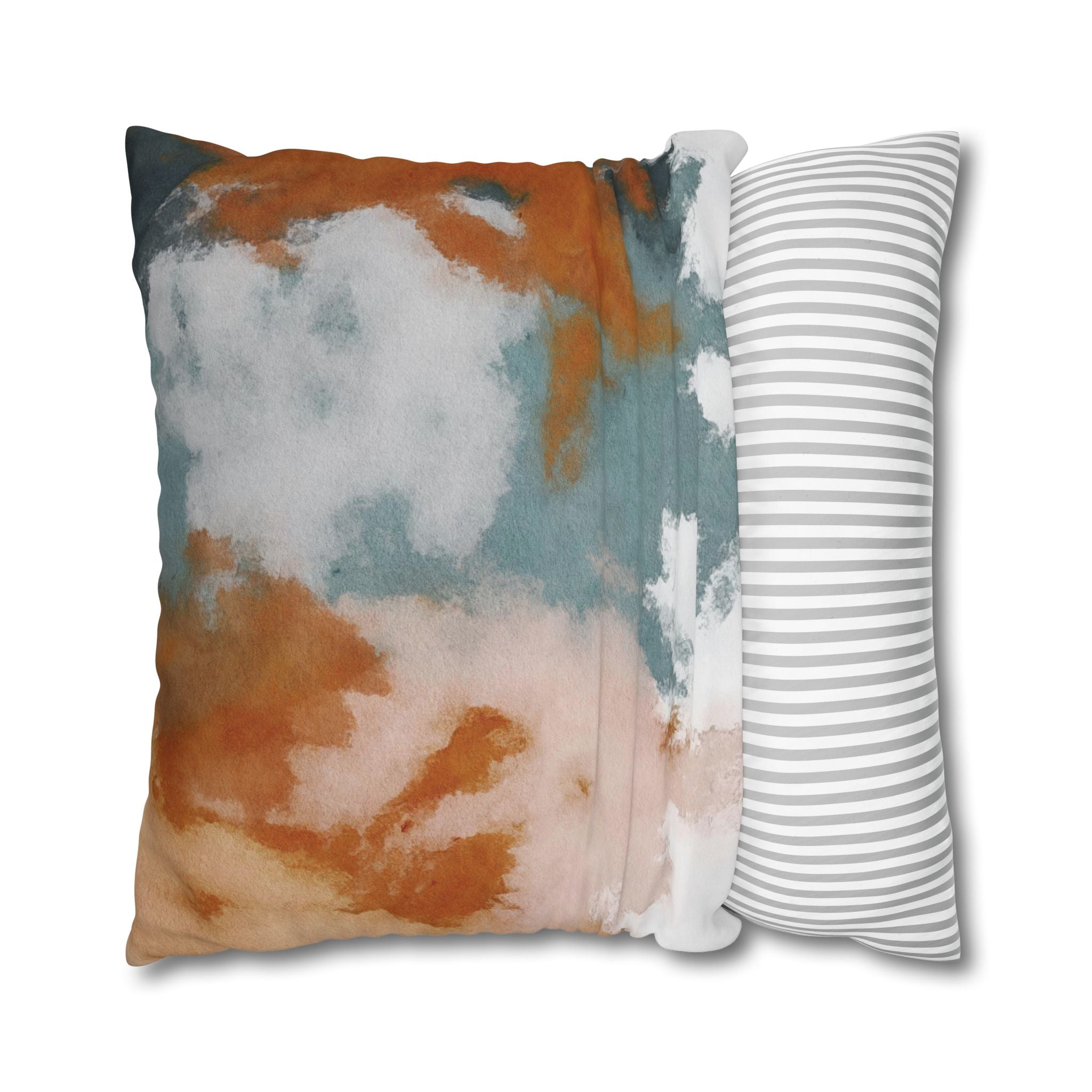 Square Poly Canvas Pillowcase | Muted Rust Blue blush