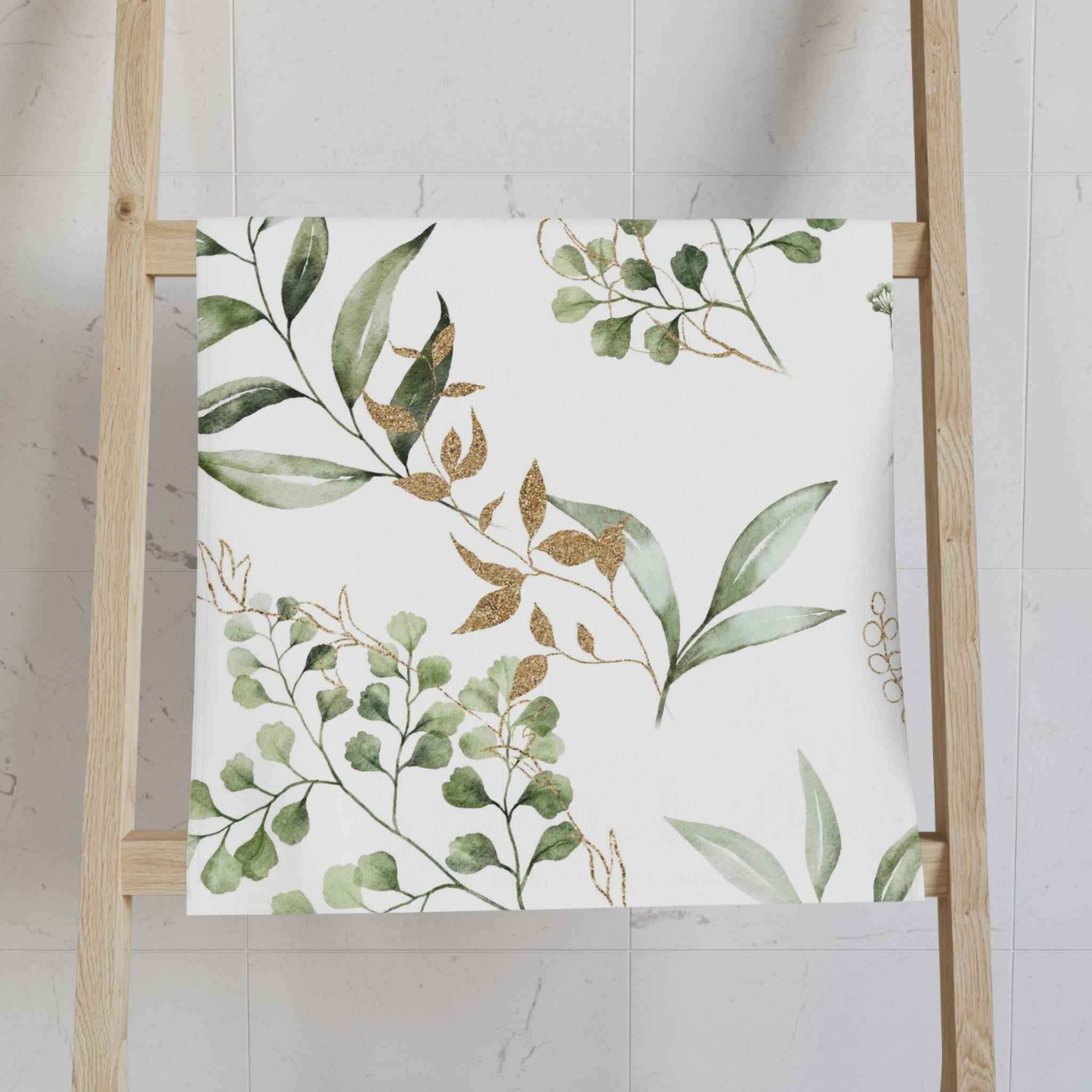 Floral Kitchen, Bath Hand Towel | Sage Green White