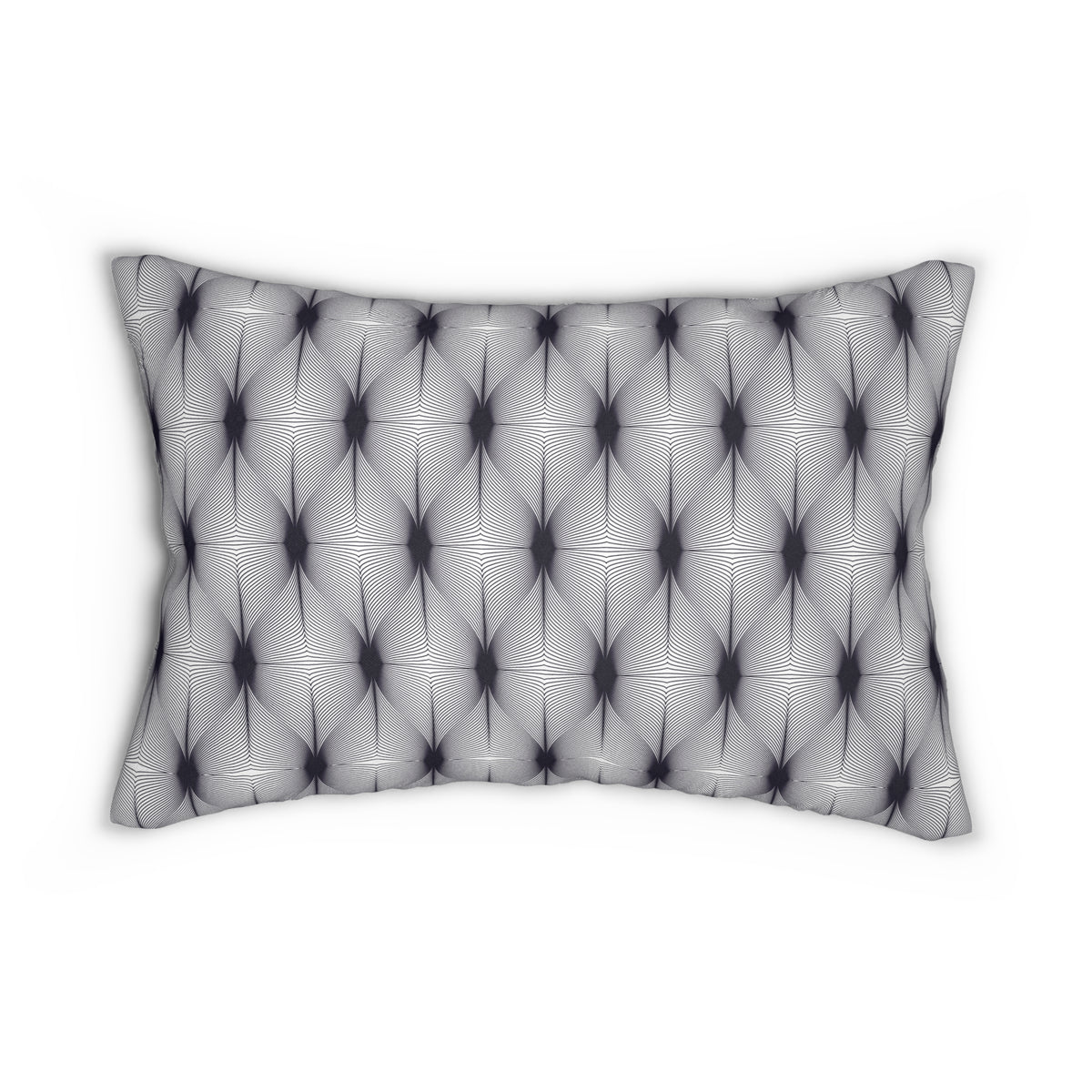 Navy White Deco Linework Lumbar Pillow 14x20, Op Art Accent Pillow