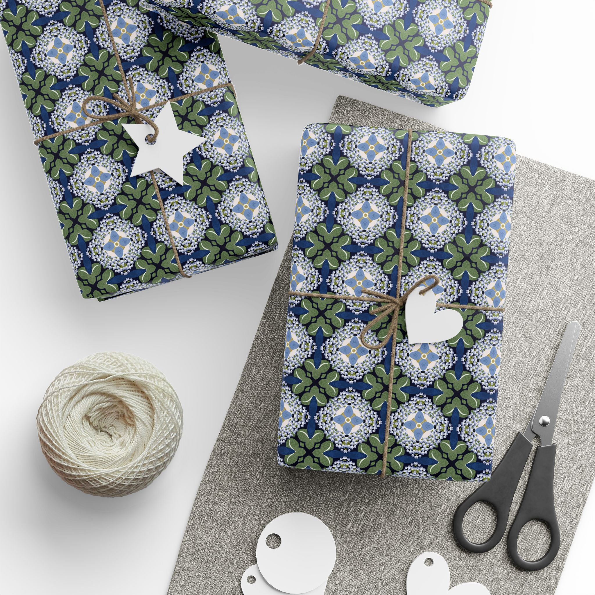 Retro Wrapping Paper | Art Nouveau Blue Green