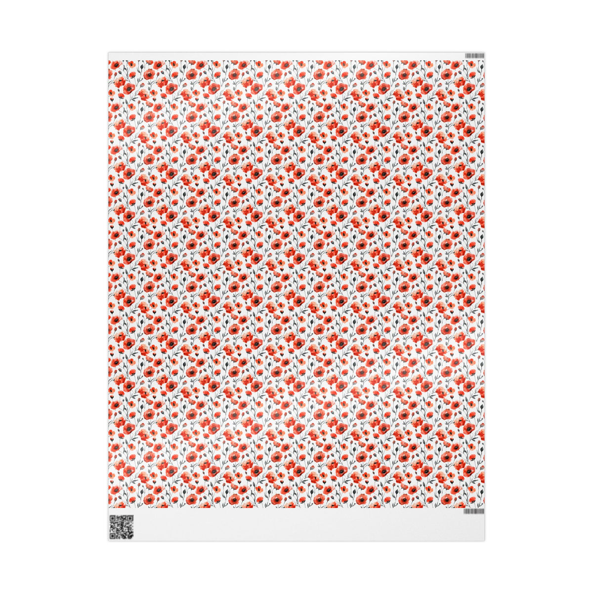 Red Watercolor Poppy Wrapping Paper, Floral Gift Wrap
