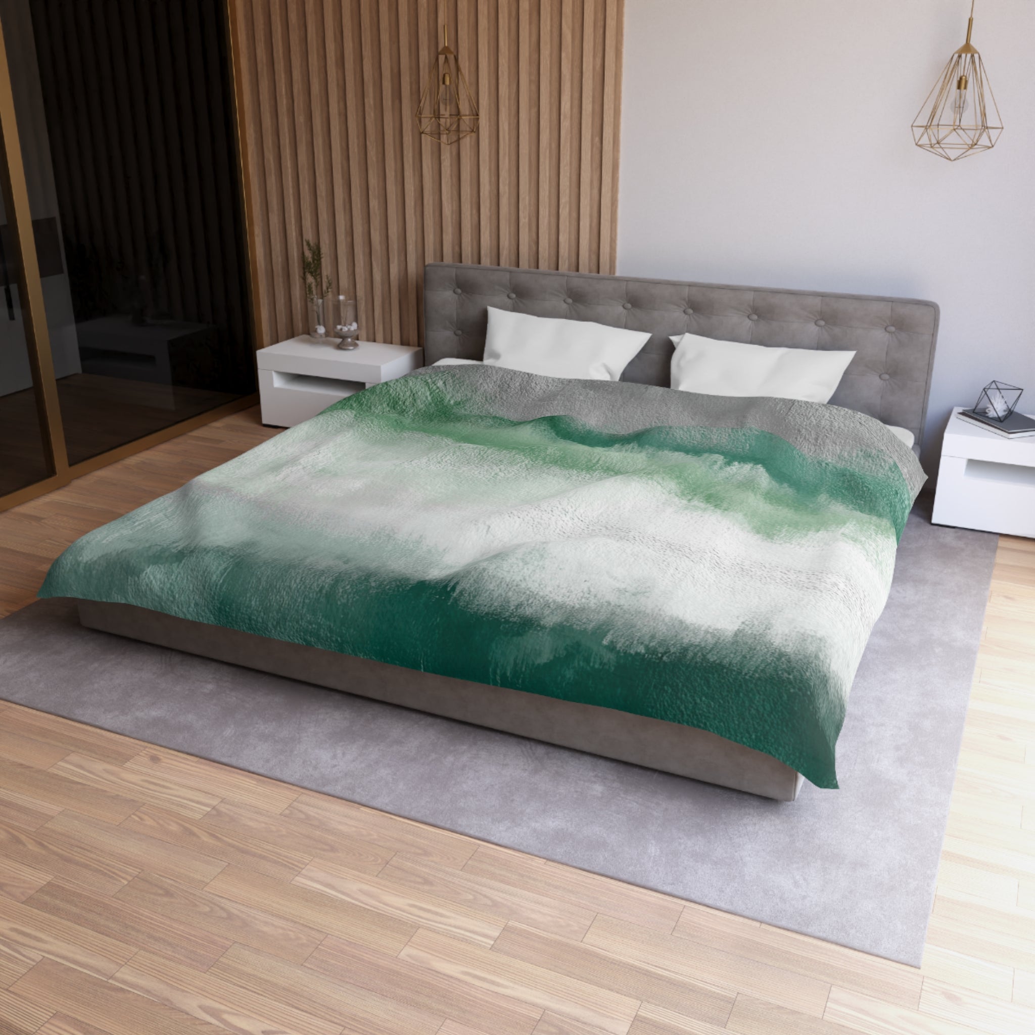 Ombre Duvet, Pillow Cover | White Green Bedroom Decor