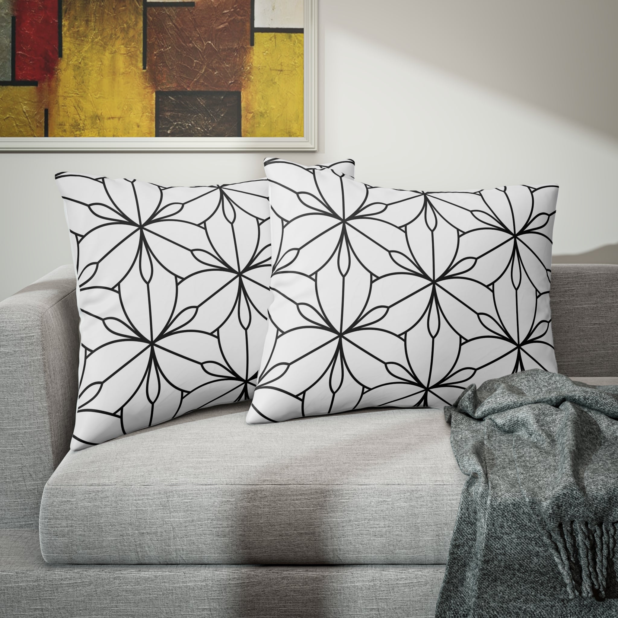 Art Deco Bedding Pillow Sham | White Black Geometric