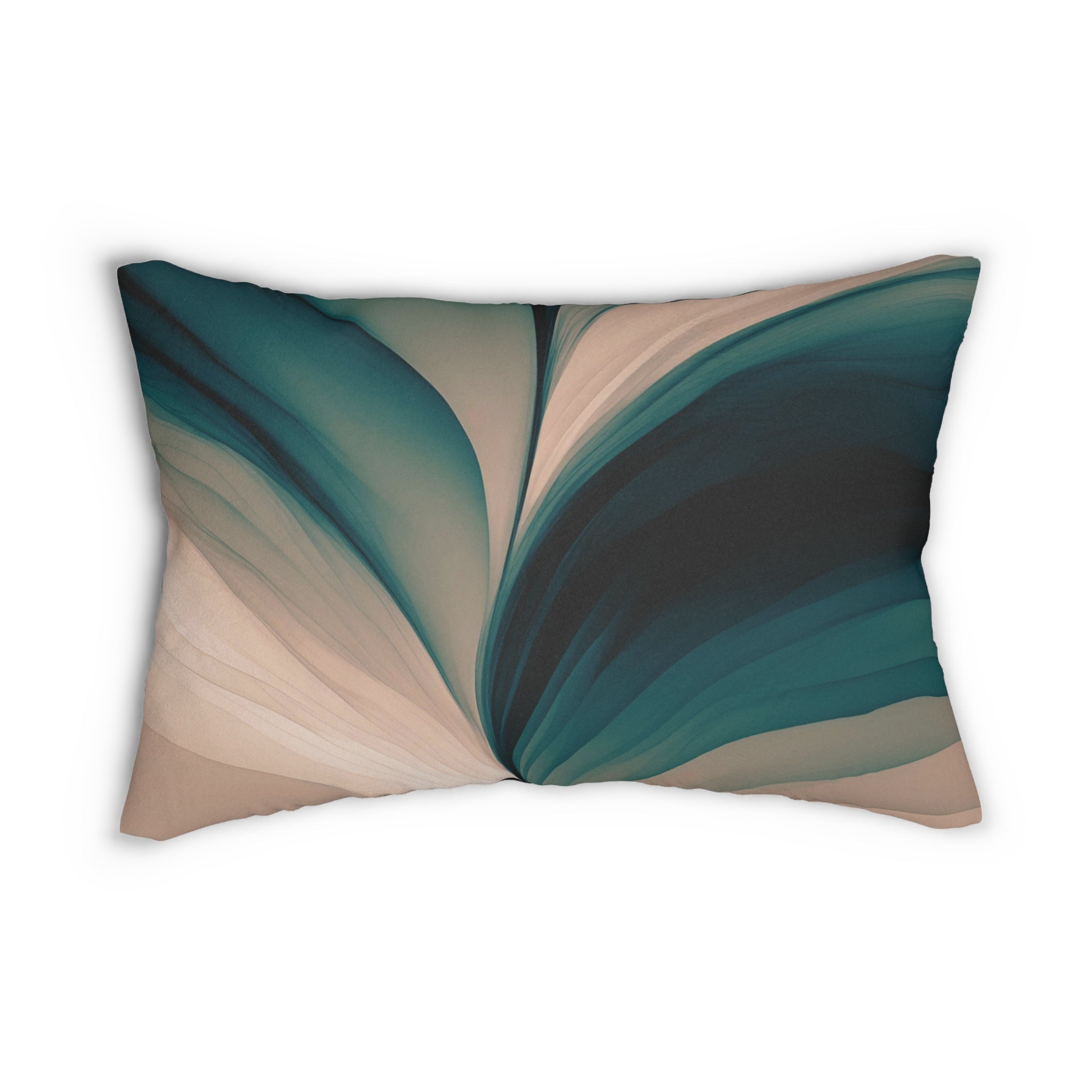 Abstract Lumbar Pillow | Beige, Dark Hunter Green