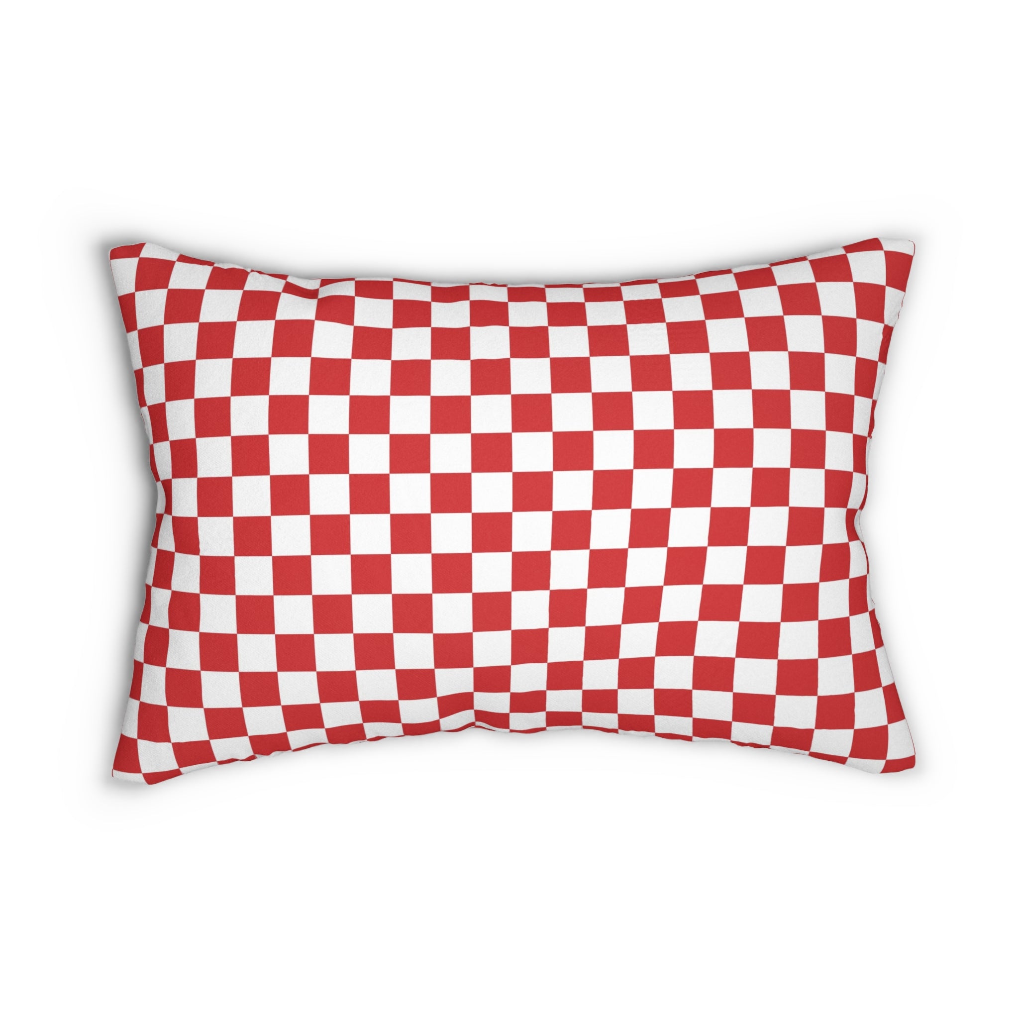 Checkered Retro Lumbar Pillow | Red White Squares