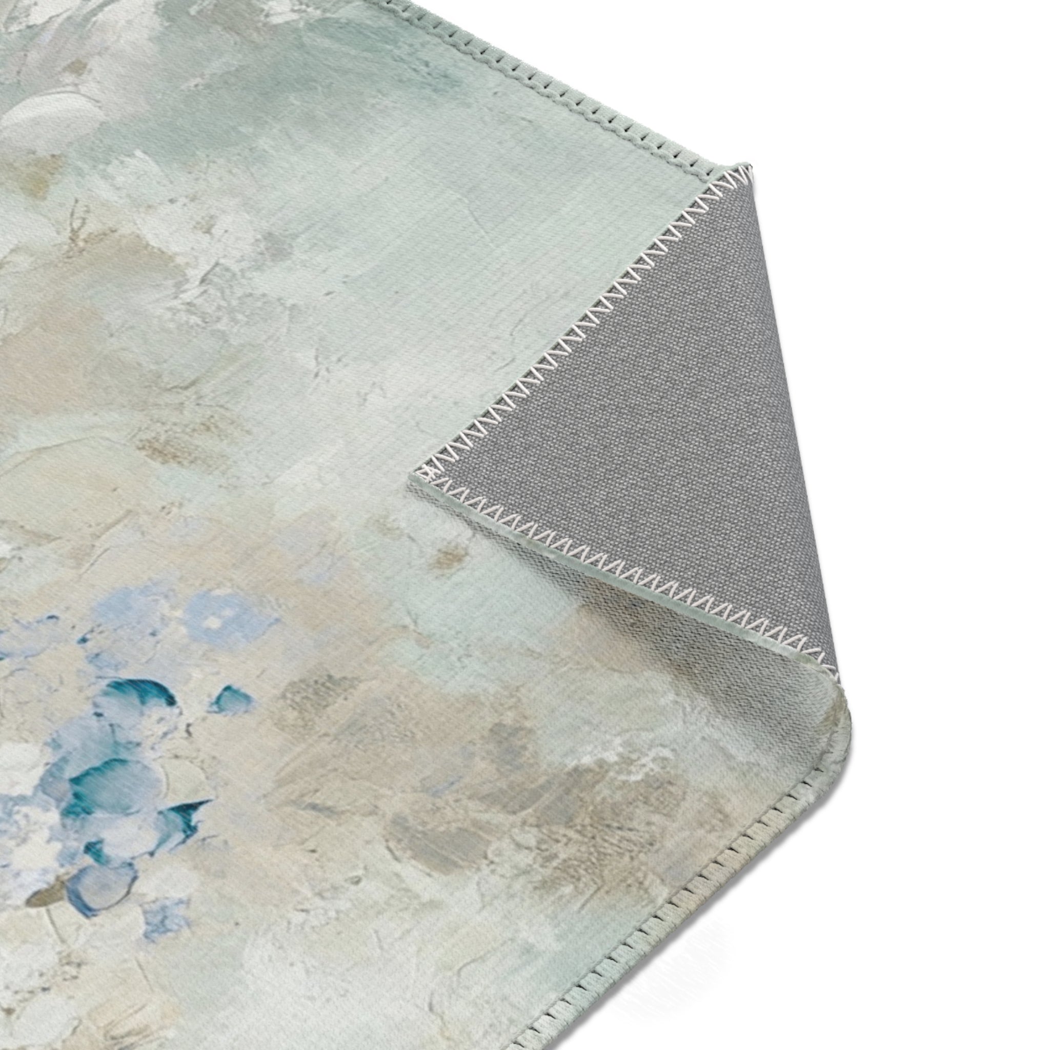 Abstract Large Area Rug | Mint Blue White Green Watercolor Rug
