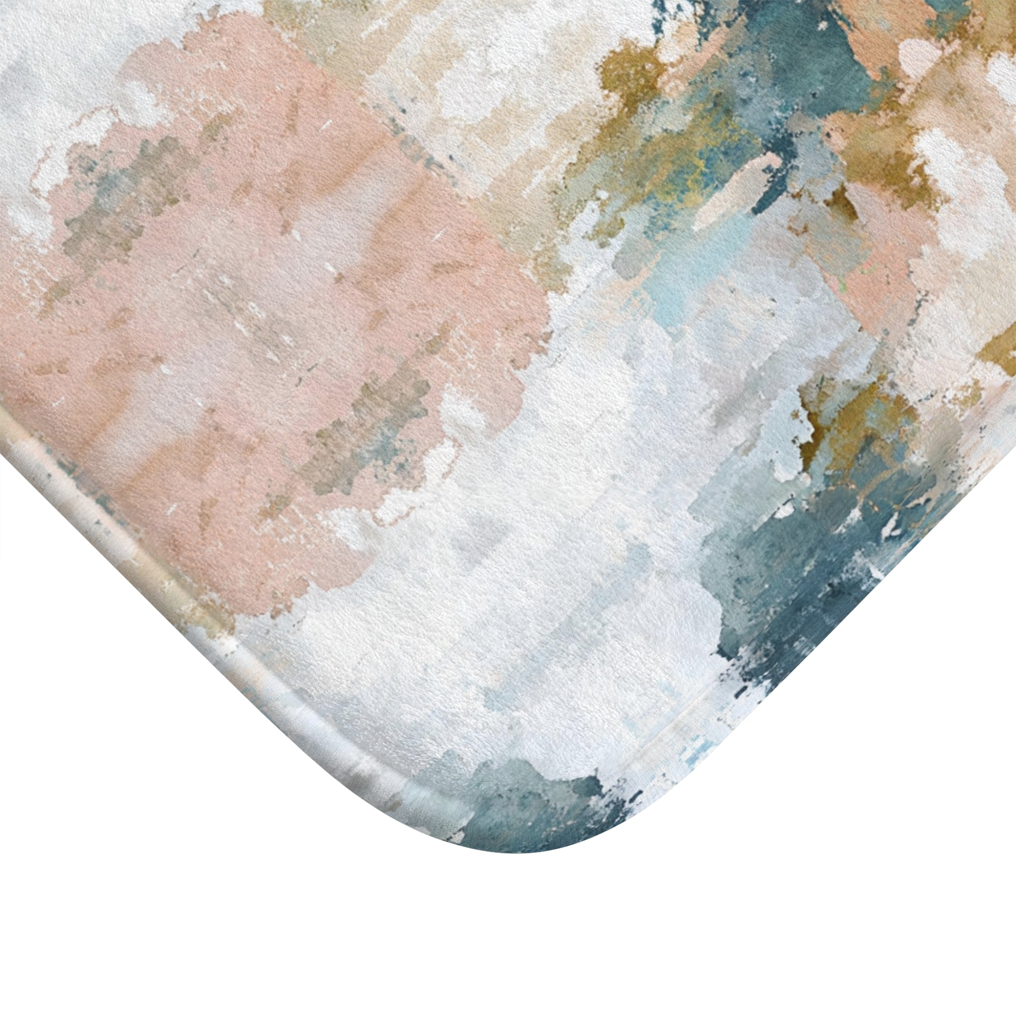 Boho Modern Bath Mat | Abstract Pink Teal White Kitchen Mat