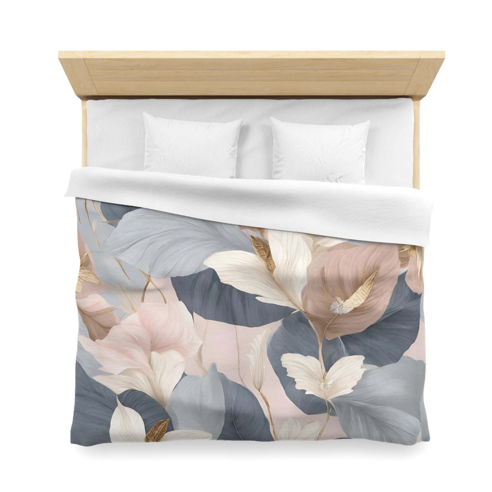 Abstract Floral Bedding Set | Blue Blush Leaves