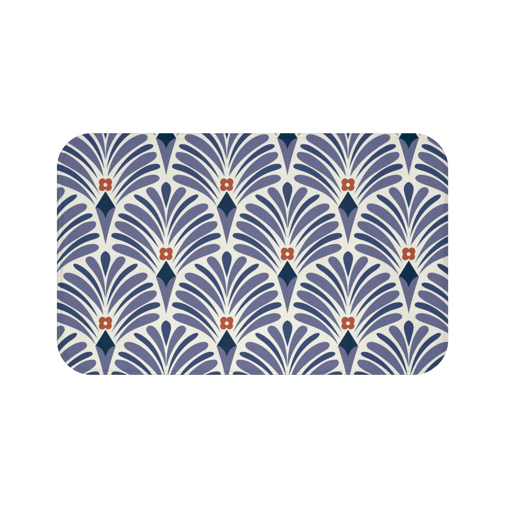 Boho Bath, Kitchen Mat |  Art Deco Lavender Purple Blue