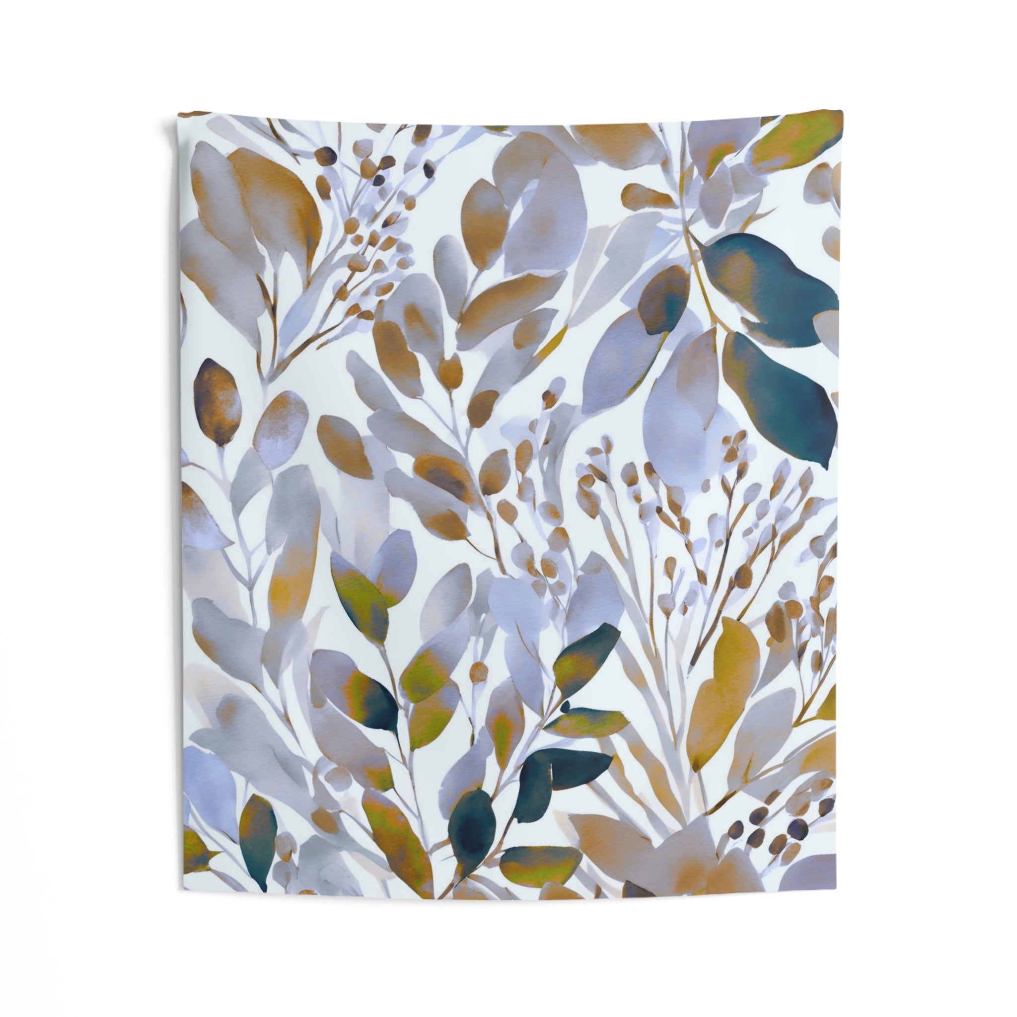 Abstract Wall Hanging Fabric Tapestry; Blue Yellow Watercolor