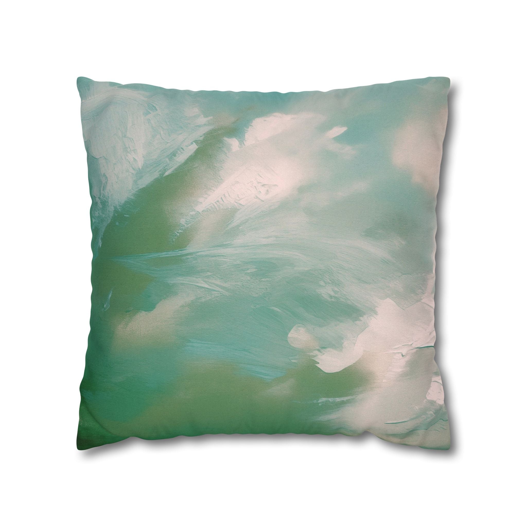 Abstract Green Pillow Cover | Sage Green Blush Ombre