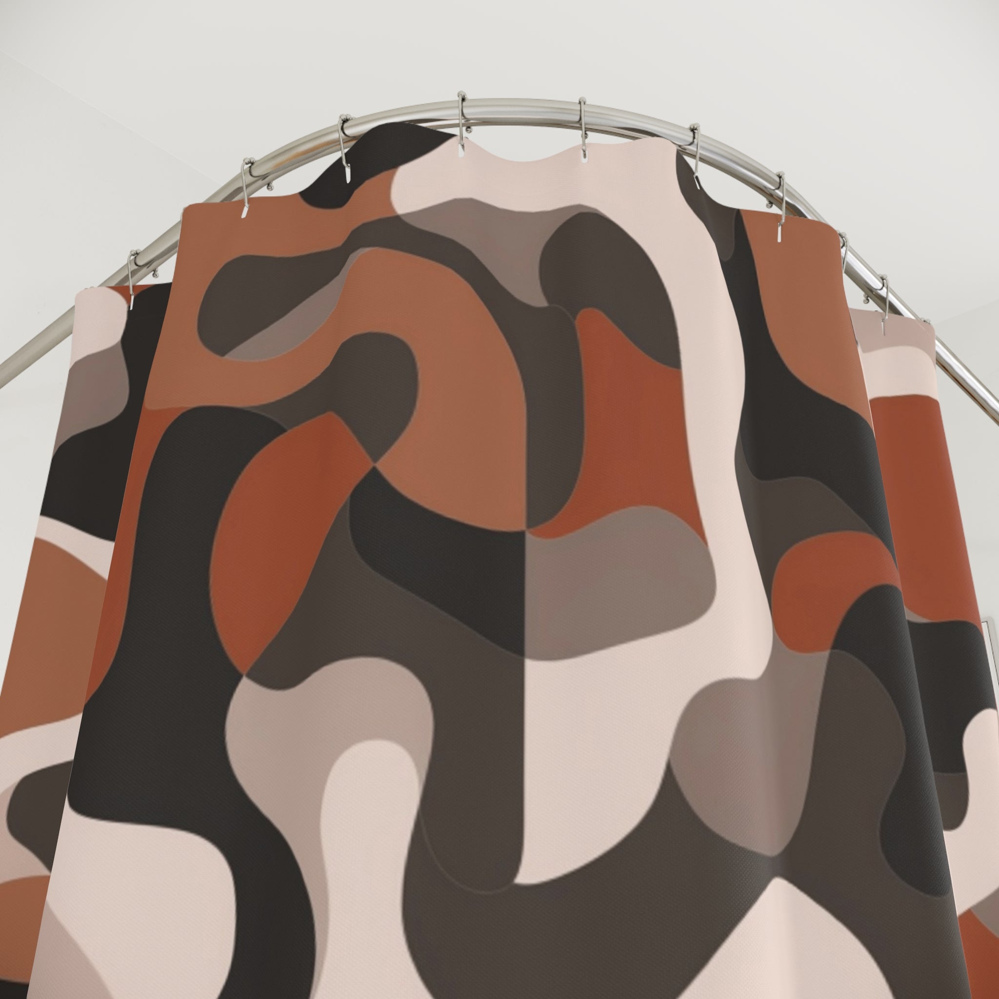 Abstract Shower Curtain | Camouflage Blush Black, Rust Taupe