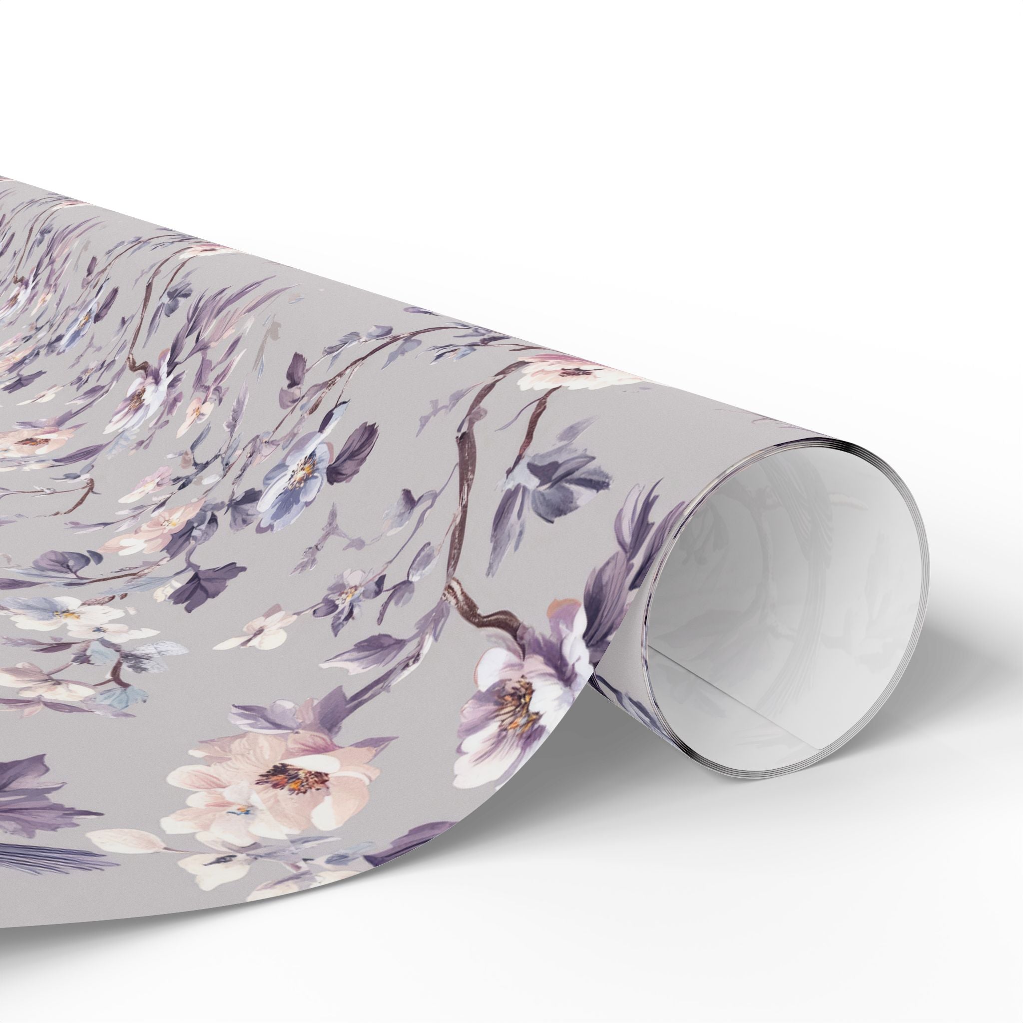 Gift Wrapping Paper | Lavender Pink Grey Floral Wrap for the Holidays, Birthdays