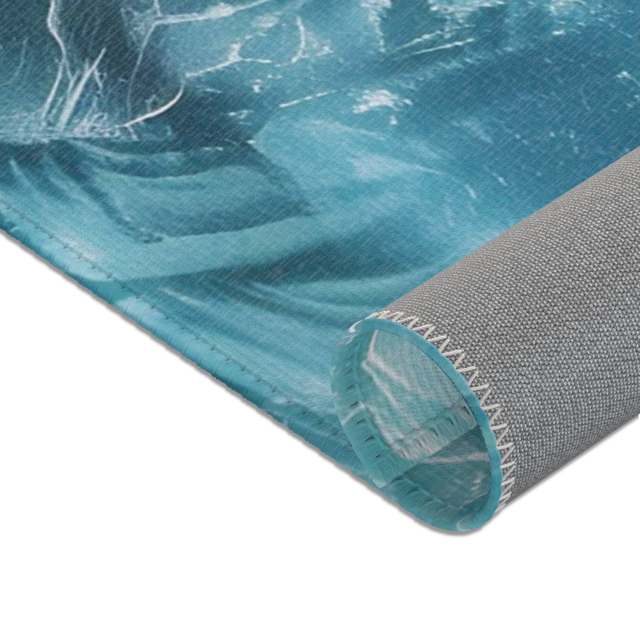 Abstract Ocean Area Rug | Teal Turquoise Sea Blue