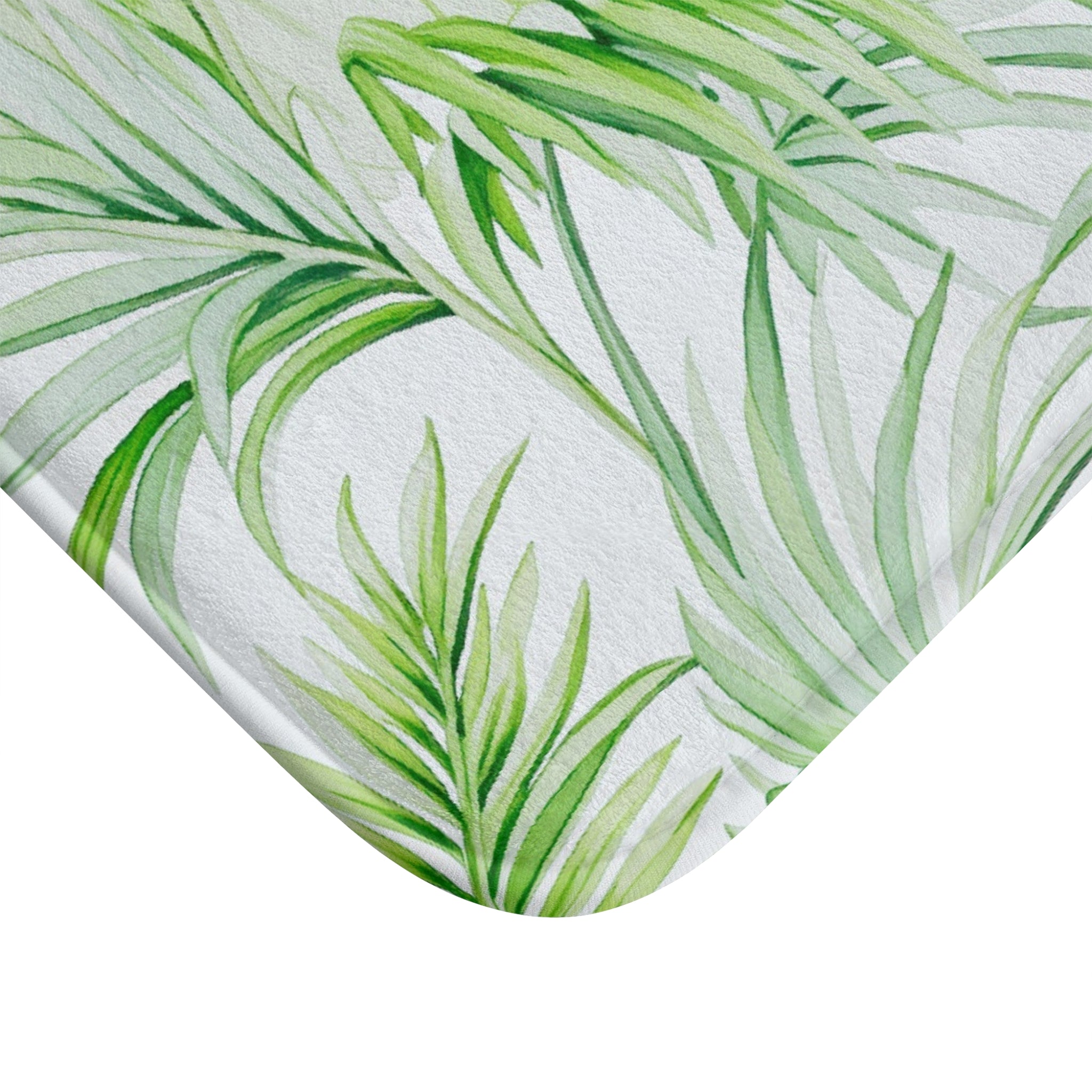 Jungle Leaves Bath Mat | Sage Green Palm, Kitchen Mat