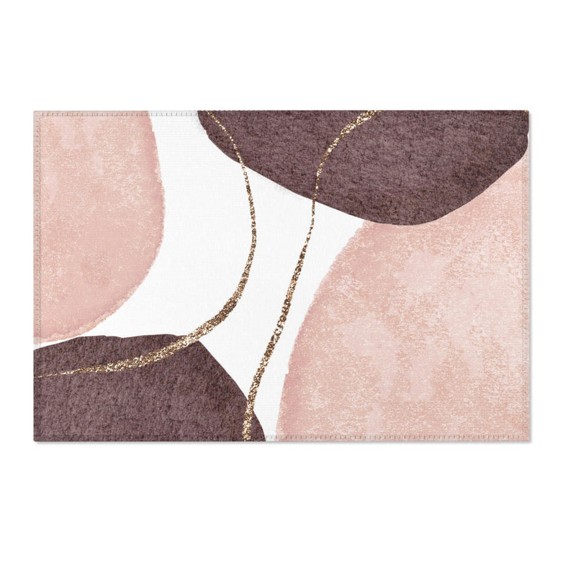 Abstract Boho Rectangle Area Rug | Modern Blush Pink, Wine Mauve