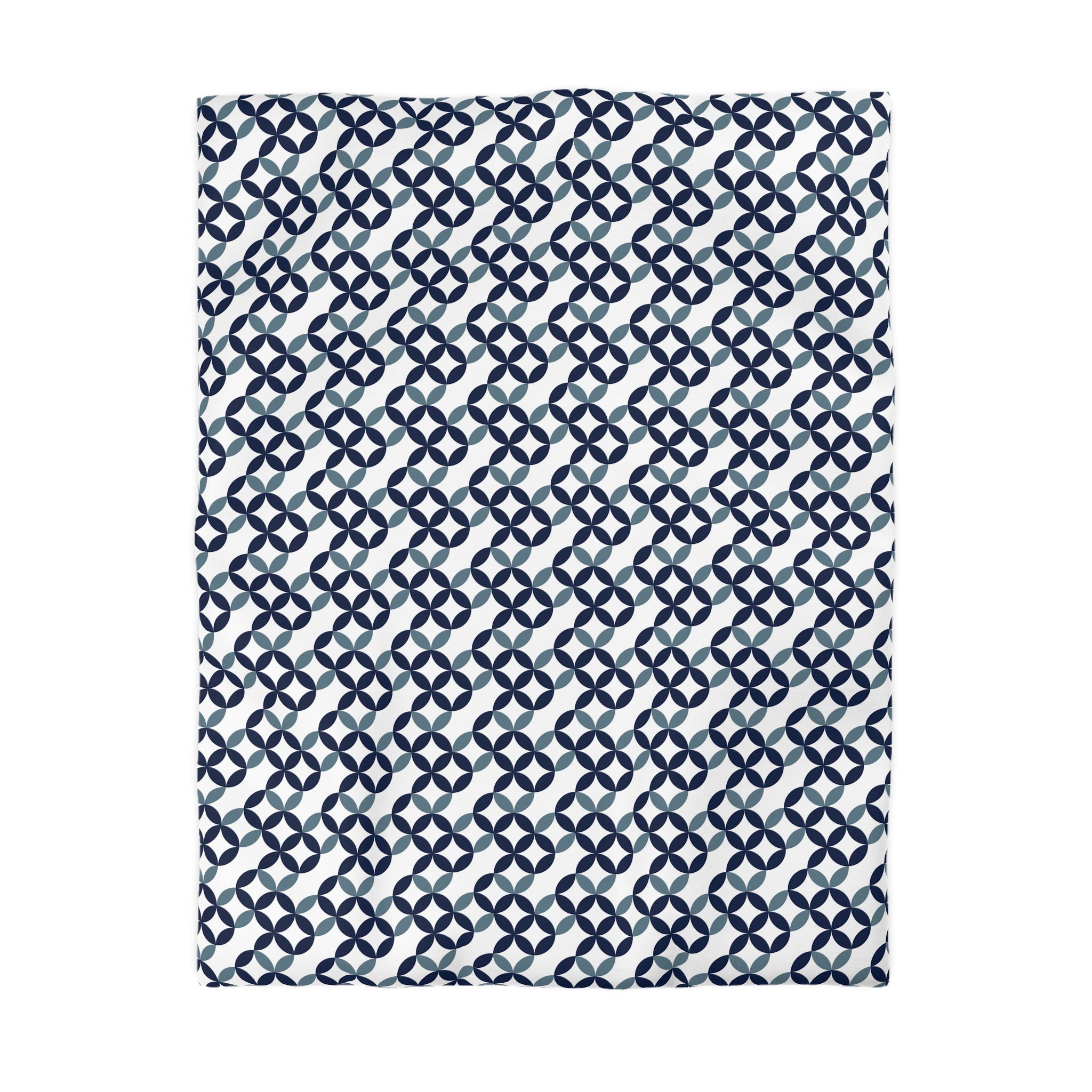 a repeating pattern of blue and white circles on a white background.