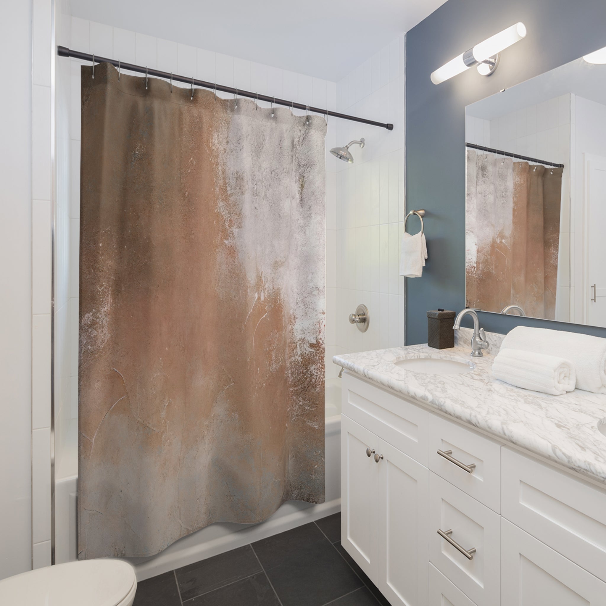 Rustic Abstract Shower Curtain ; Autumn, Brown Earthy Bathroom Decor