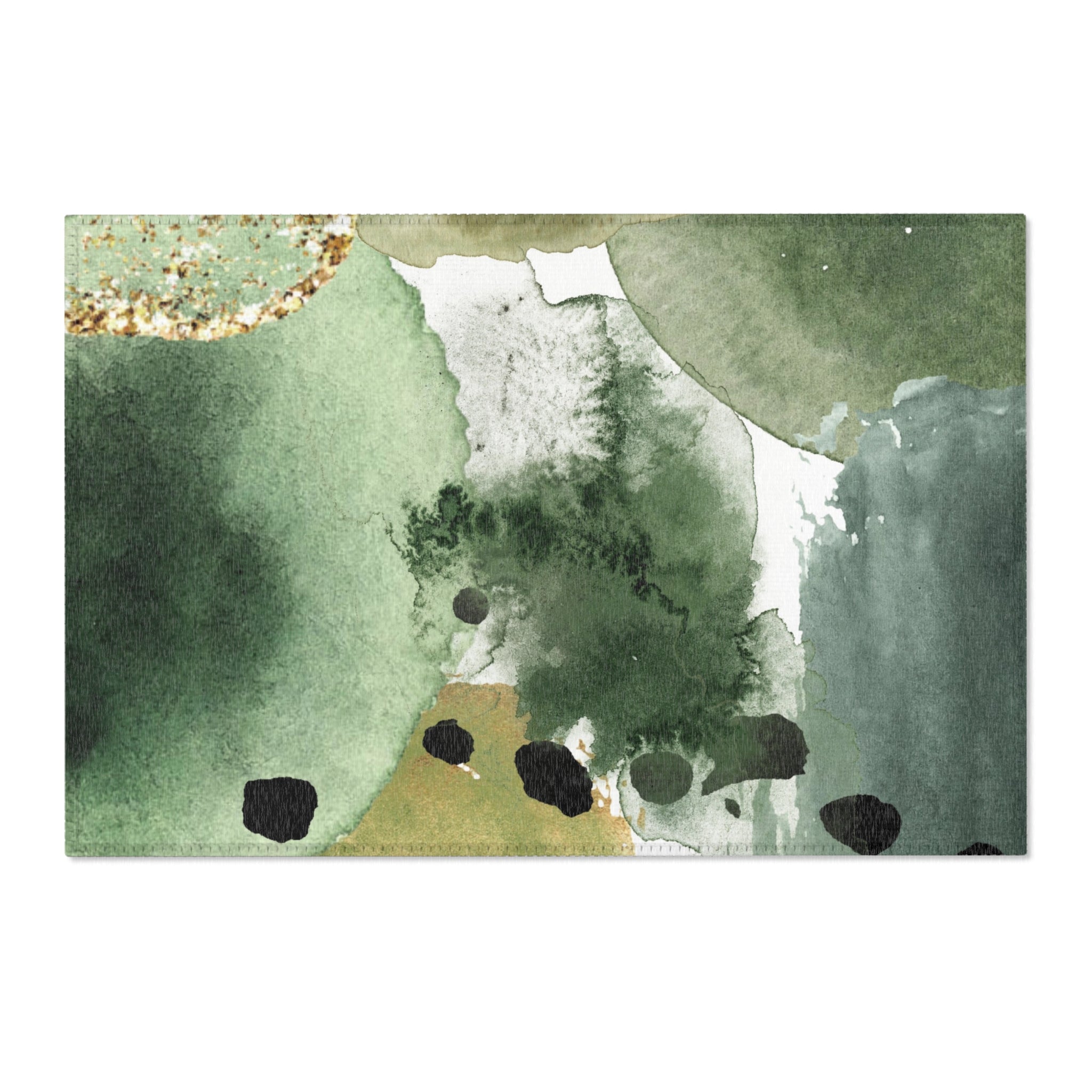 Abstract Boho Area Rug | Green Watercolor