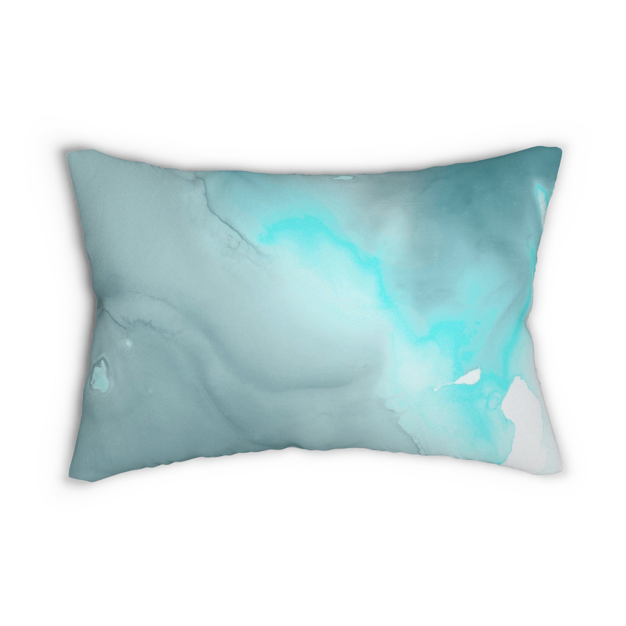 Teal Blue Lumbar Pillow | Aqua Turquoise Watercolor